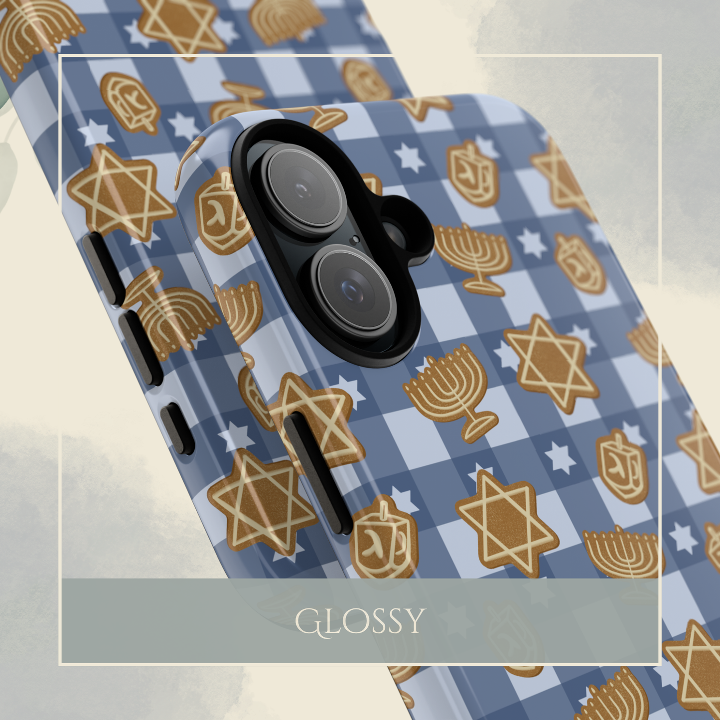 Hanukkah Gingerbread in Blue iPhone & Samsung Galaxy Phone Case