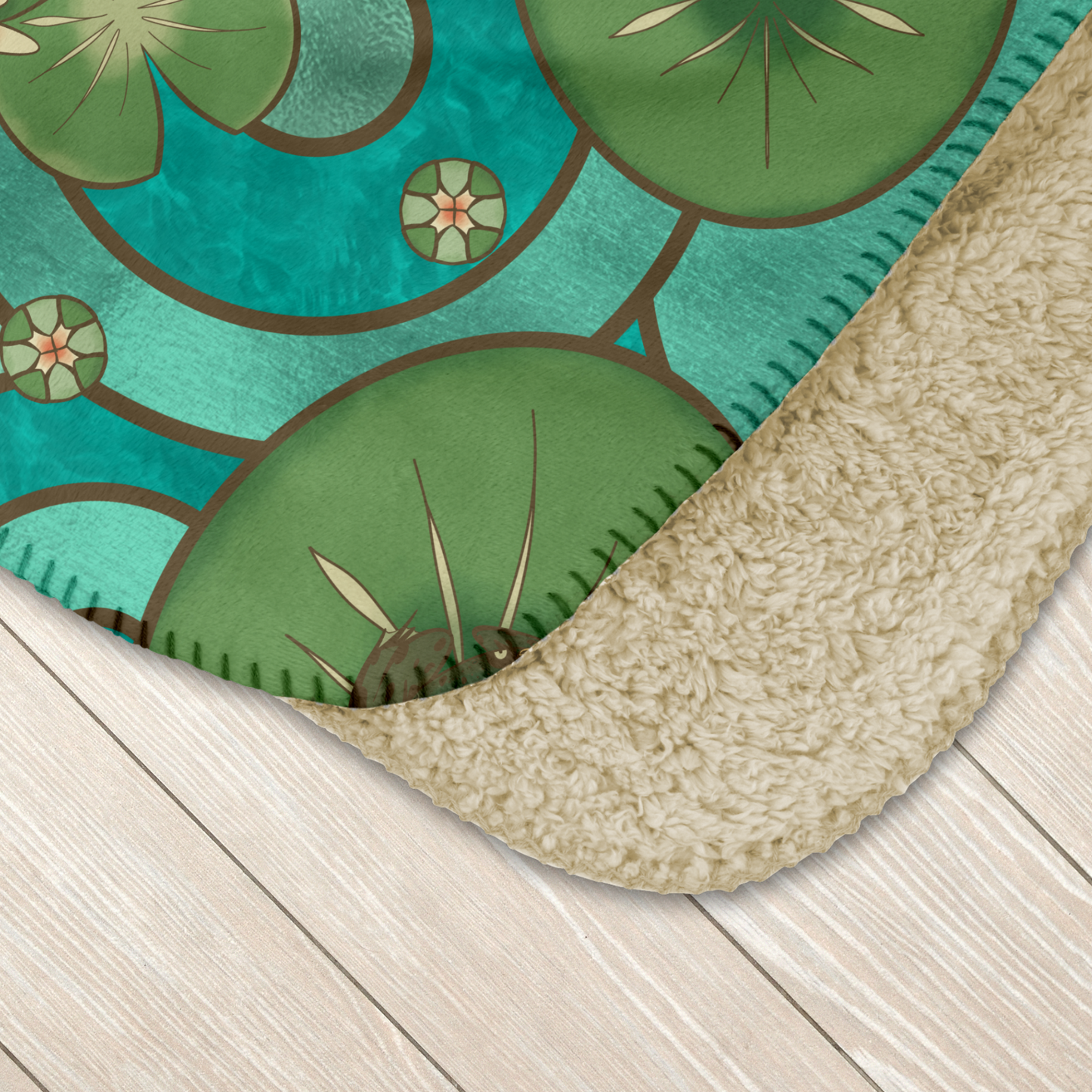 Stained Glass Frog & Water Lilies Sherpa Blanket