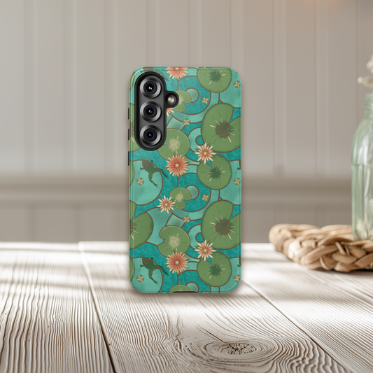 Frog & Water Lily Stained Glass iPhone and Samsung Galaxy Phone Case