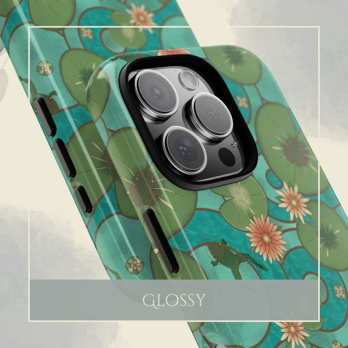 Frog & Water Lily Stained Glass iPhone and Samsung Galaxy Phone Case