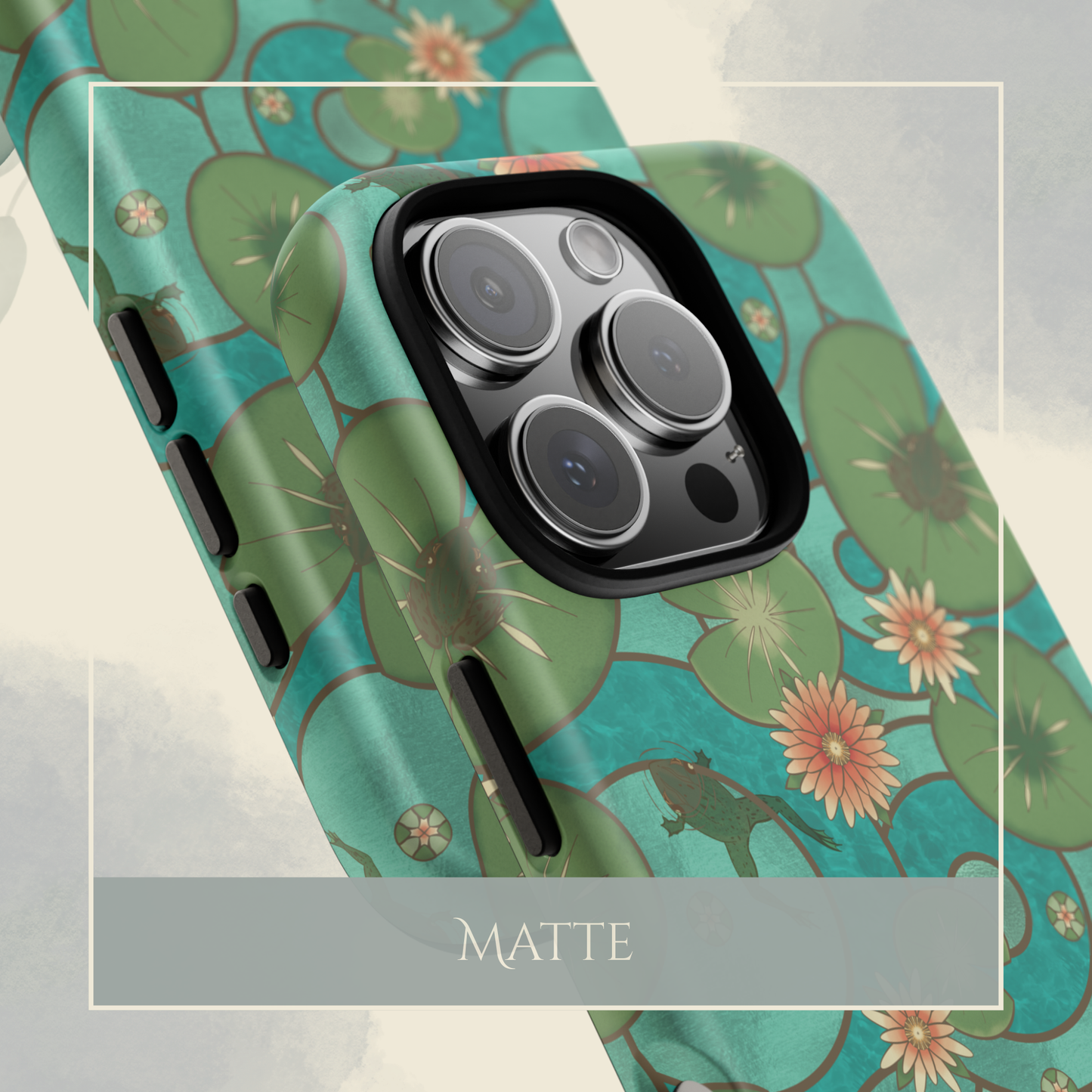 Frog & Water Lily Stained Glass iPhone and Samsung Galaxy Phone Case