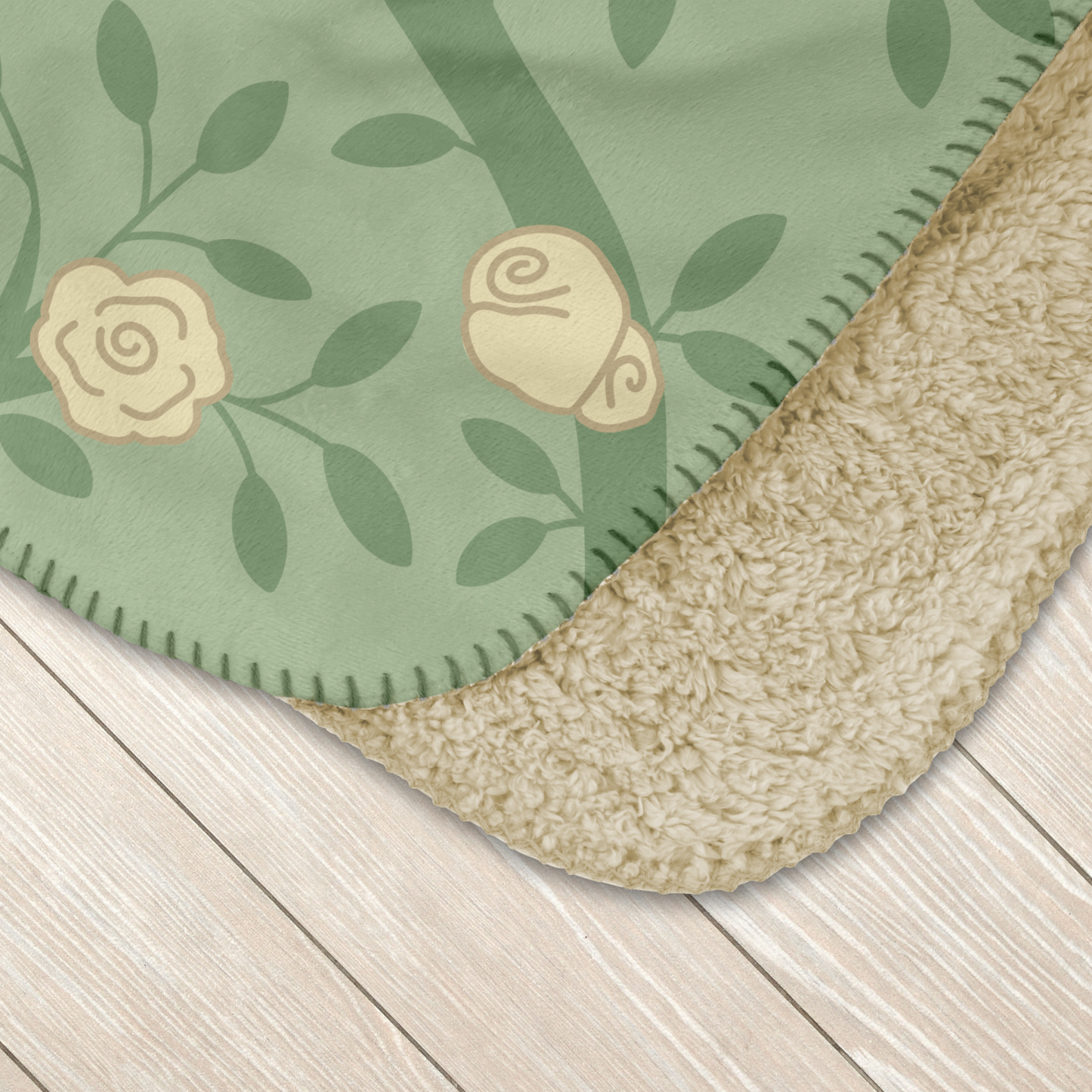 White Rose Floral Pattern Sherpa Blanket