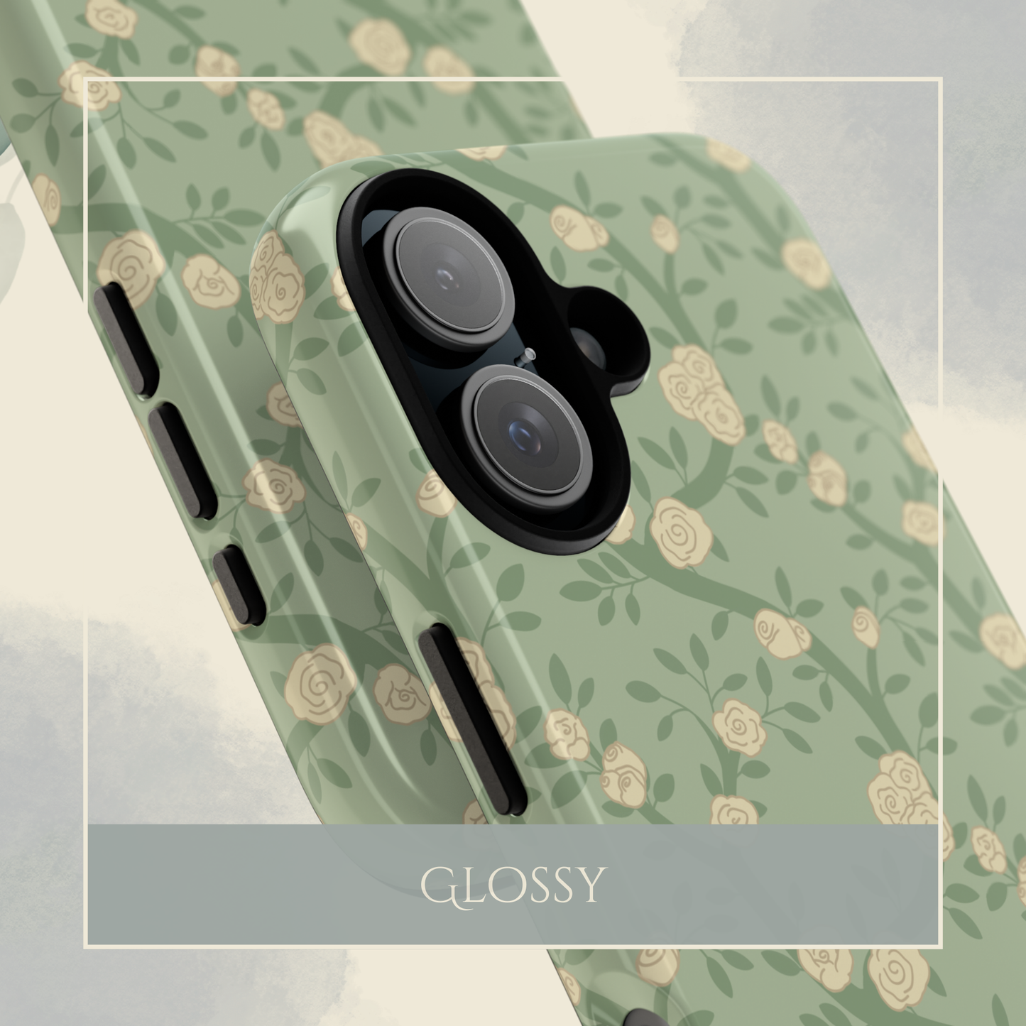 Vintage White Rose Pattern iPhone & Samsung Galaxy Phone Case