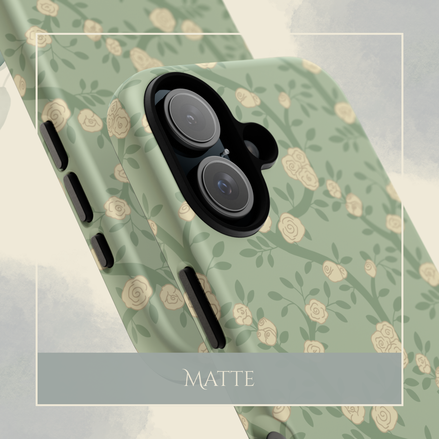 Vintage White Rose Pattern iPhone & Samsung Galaxy Phone Case