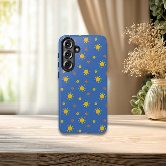 Suns and Floral Pattern iPhone and Samsung Galaxy Phone Case