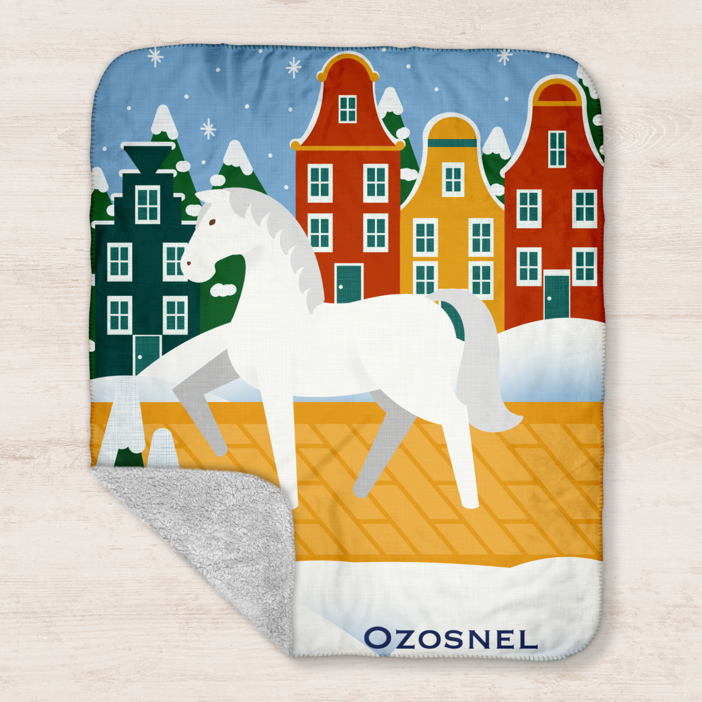 Ozosnel Sinterklaas' Horse Sherpa Blanket