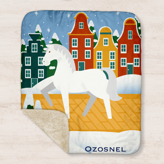 Ozosnel Sinterklaas' Horse Sherpa Blanket