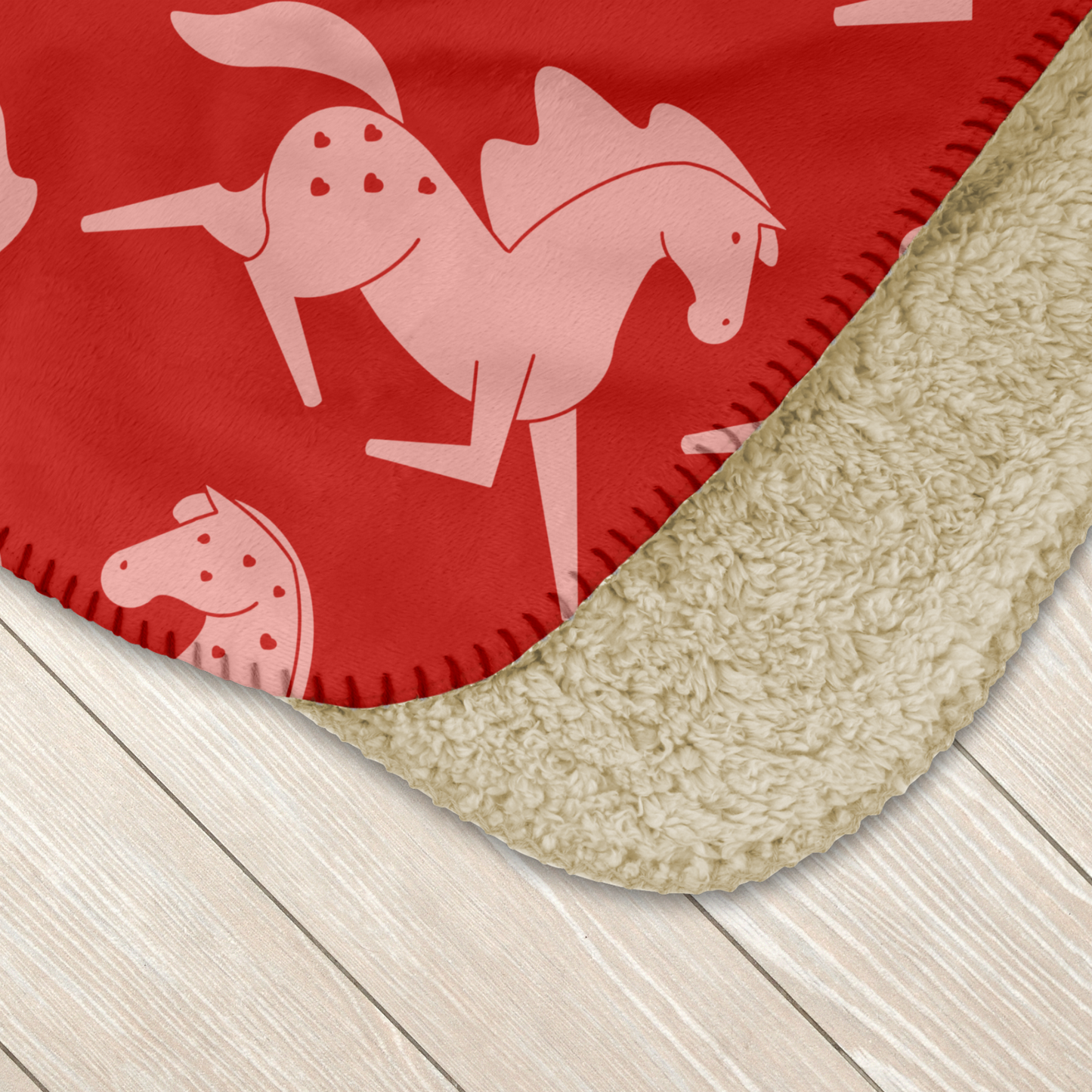 Pink Sweetheart Appaloosa on Red Sherpa Blanket
