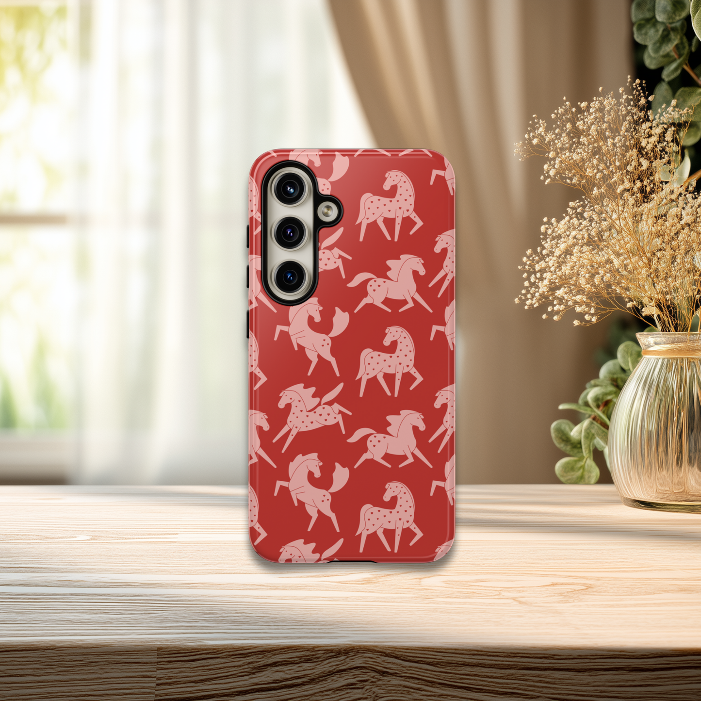 Pink Sweetheart Appaloosa on Red iPhone and Samsung Galaxy Phone Case