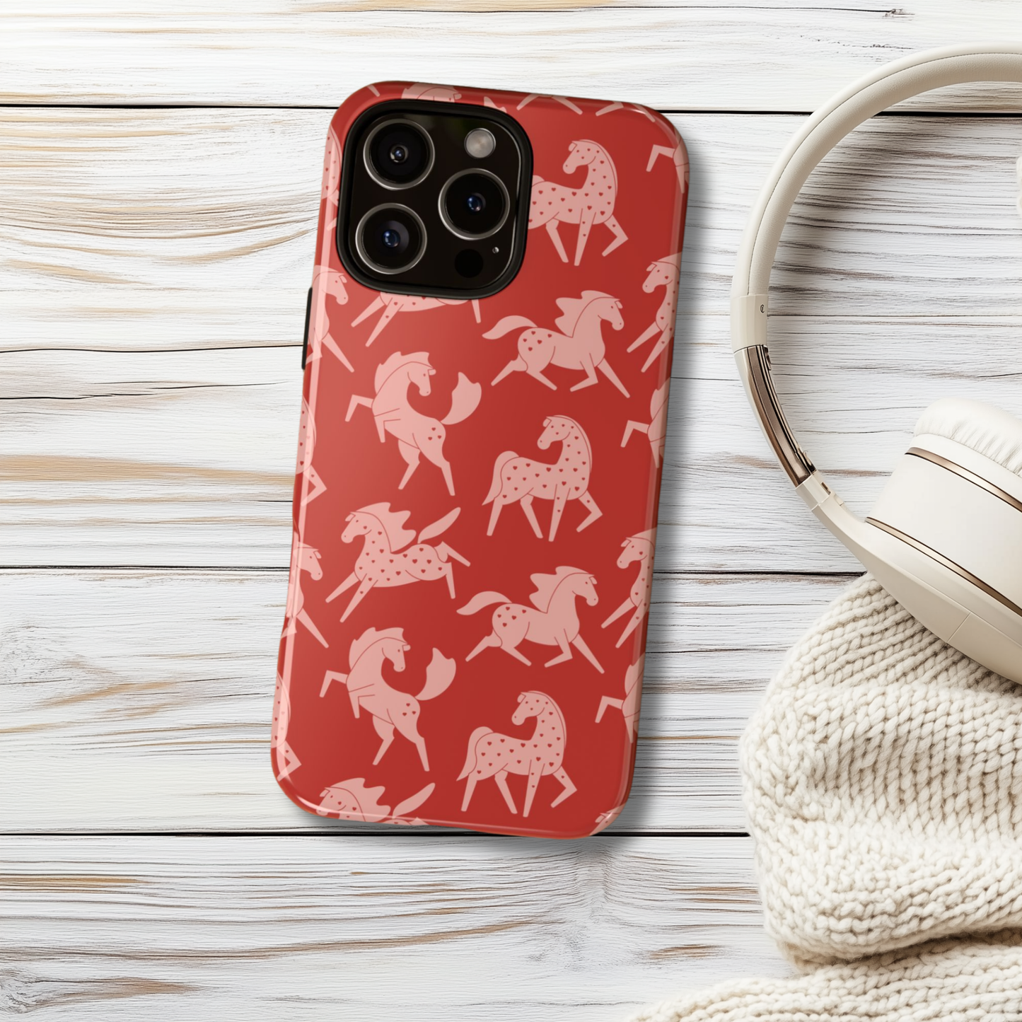 Pink Sweetheart Appaloosa on Red iPhone and Samsung Galaxy Phone Case
