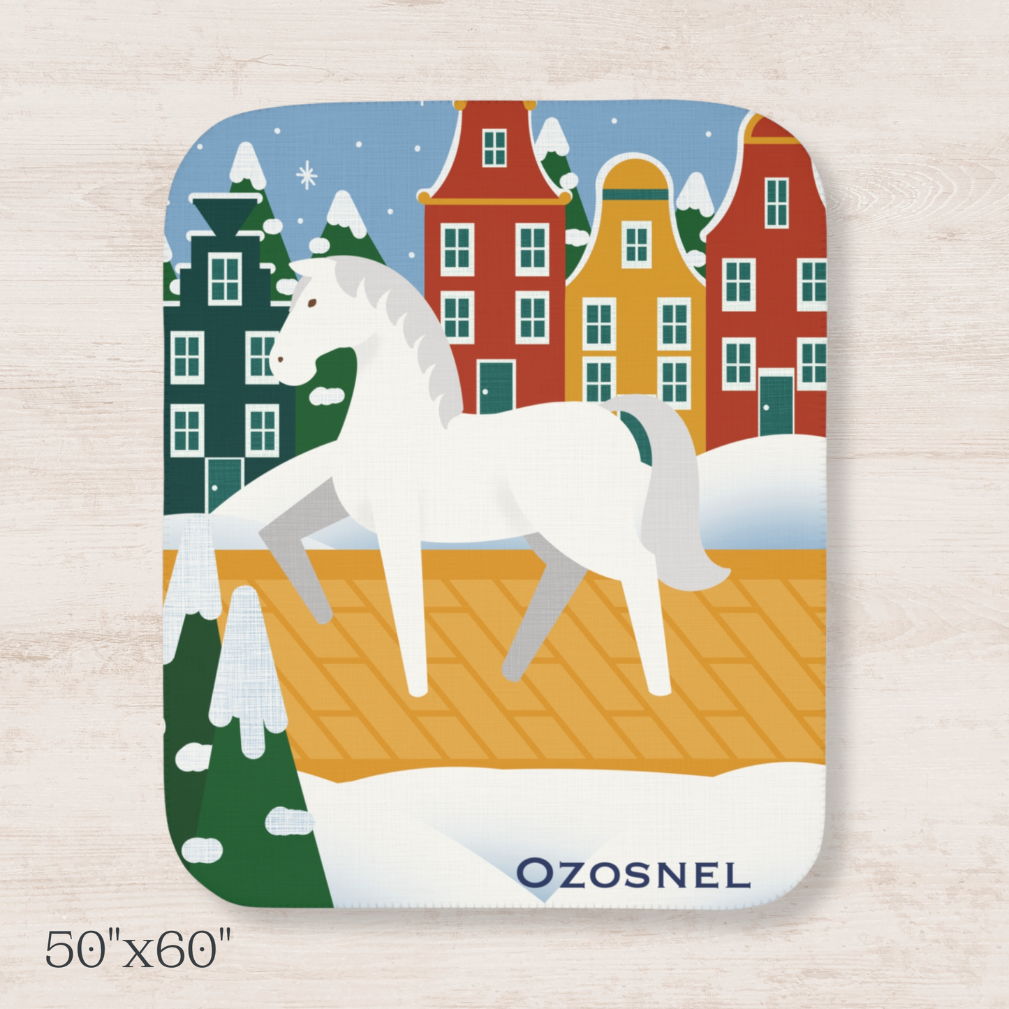 Ozosnel Sinterklaas' Horse Sherpa Blanket