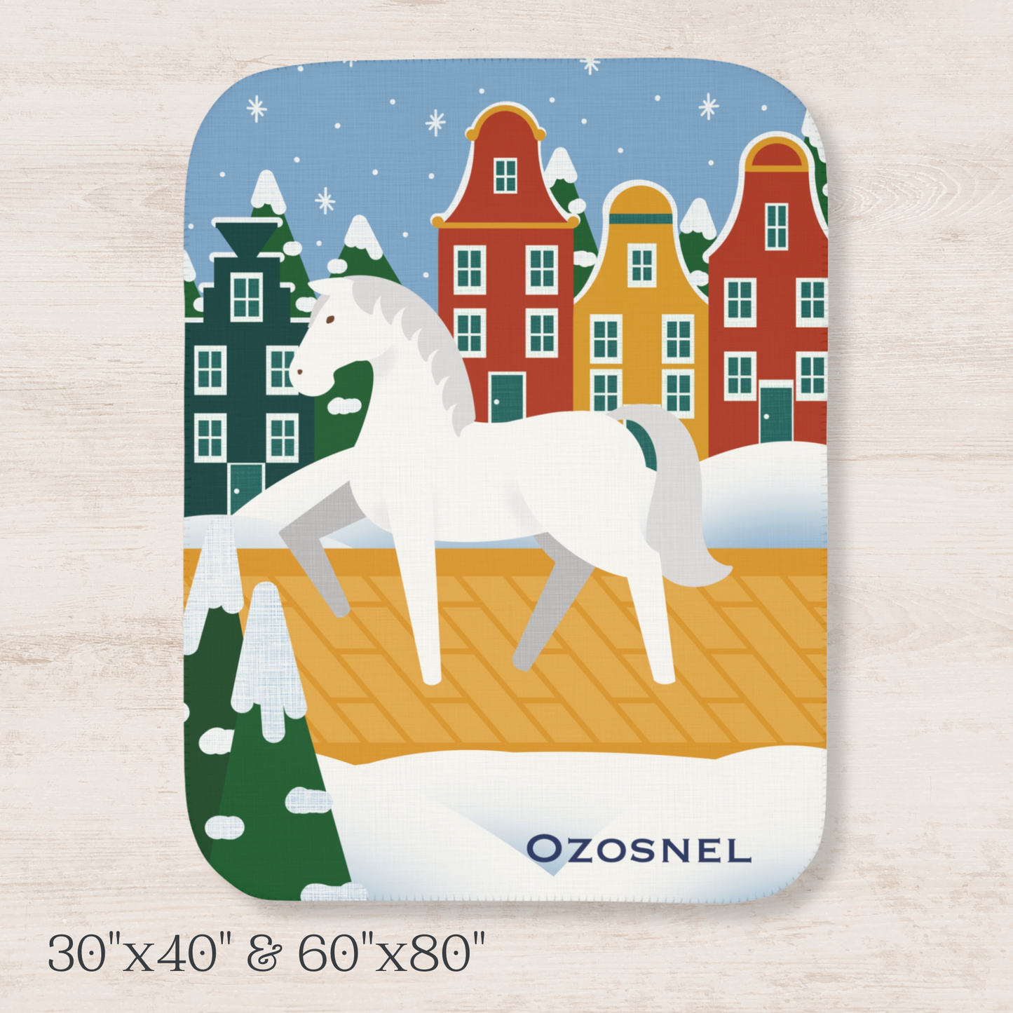Ozosnel Sinterklaas' Horse Sherpa Blanket