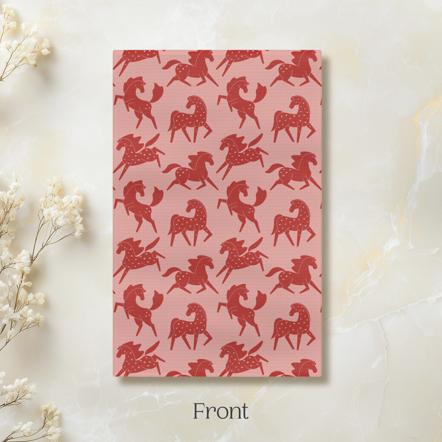 Red Sweetheart Appaloosas on Pink Microfiber Towel