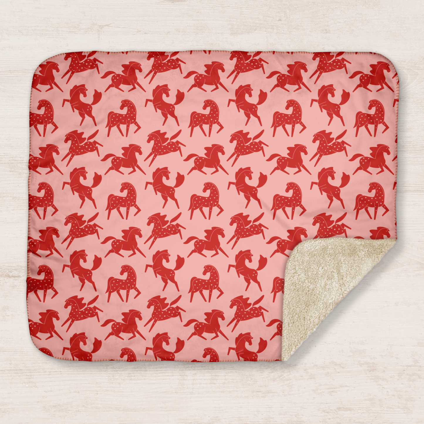 Red Sweetheart Appaloosas on Pink Sherpa Blanket