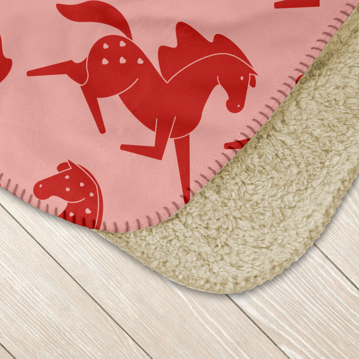 Red Sweetheart Appaloosas on Pink Sherpa Blanket
