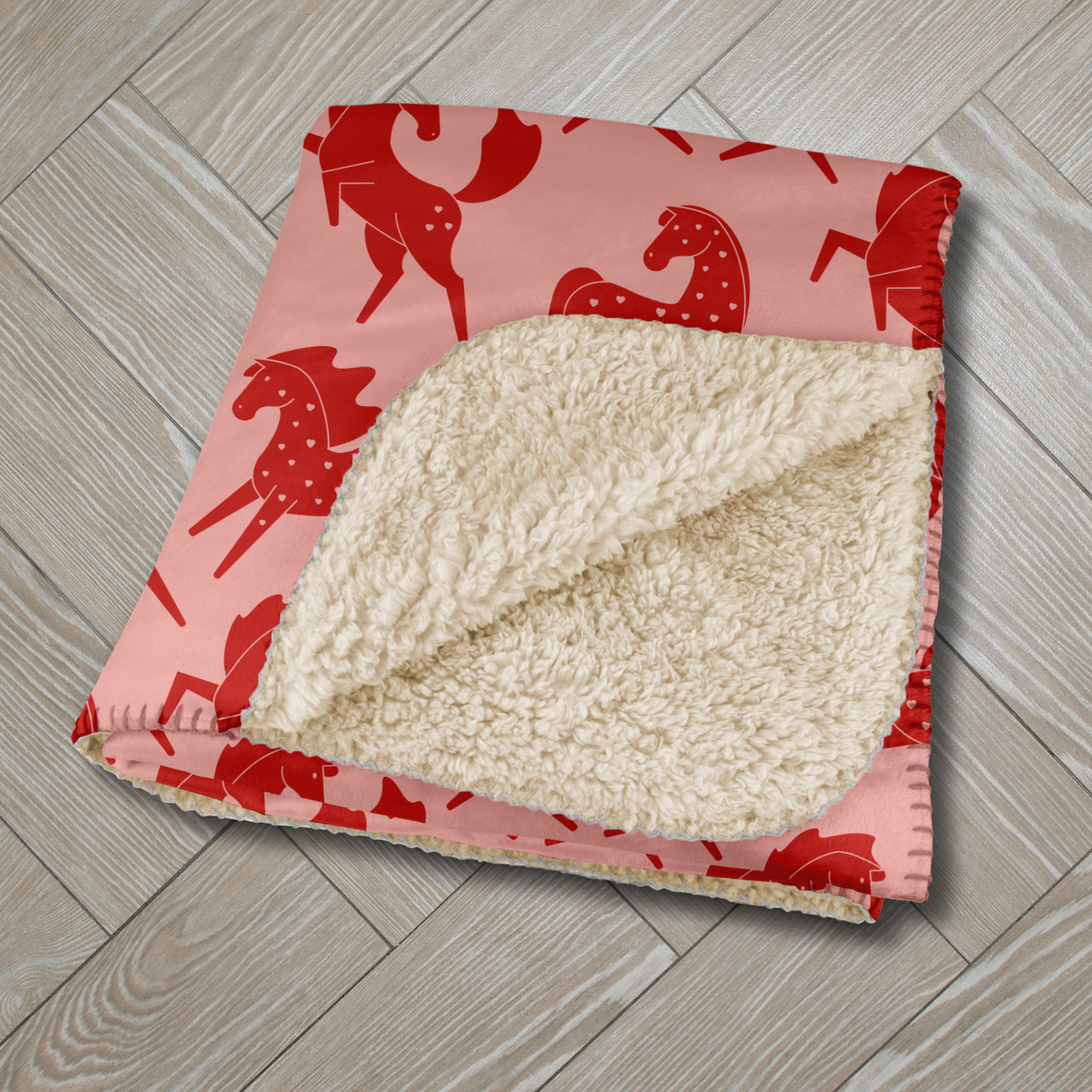 Red Sweetheart Appaloosas on Pink Sherpa Blanket