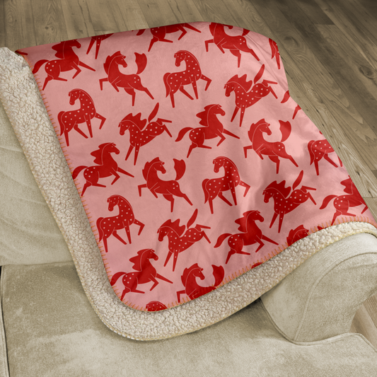 Red Sweetheart Appaloosas on Pink Sherpa Blanket
