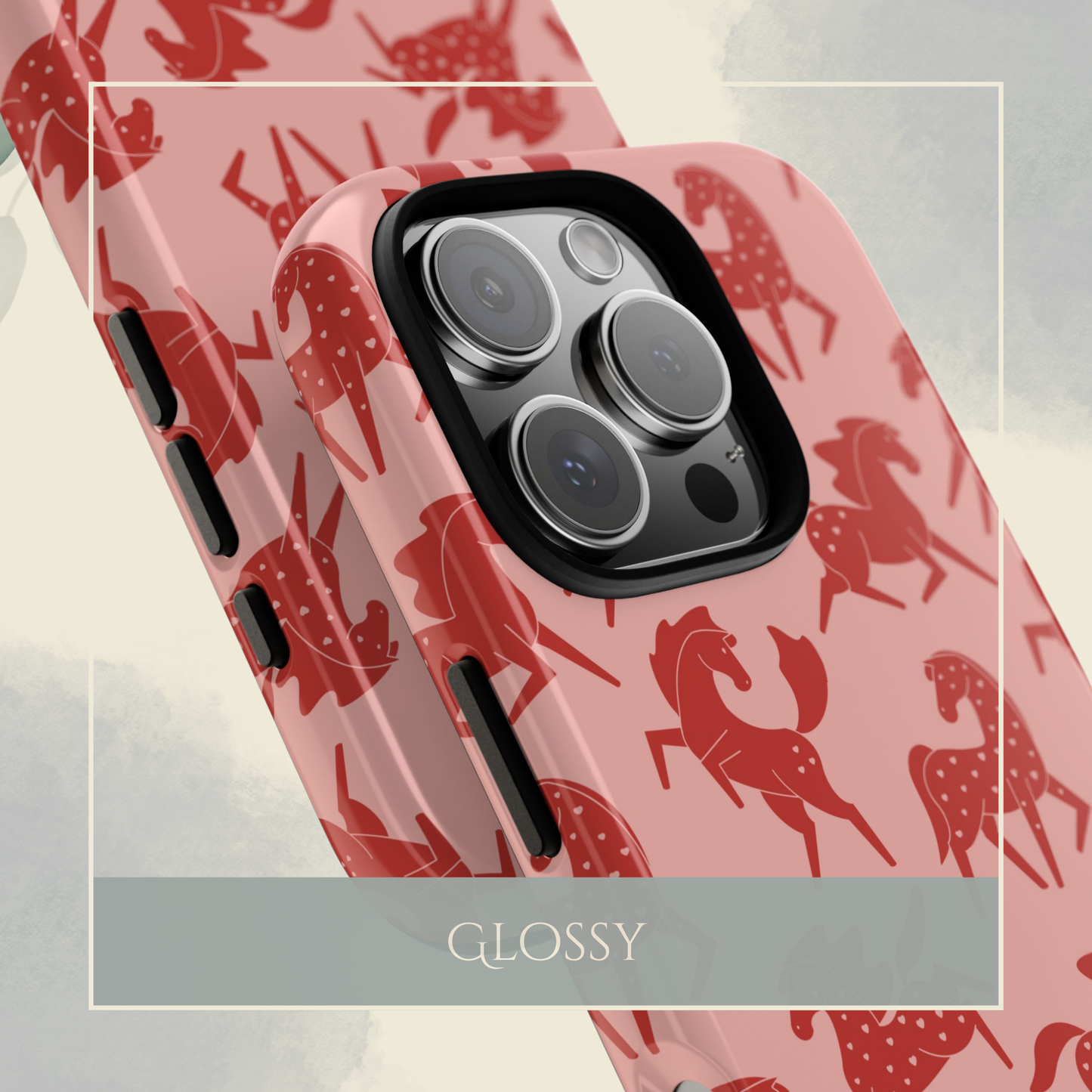 Red Sweetheart Appaloosas on Pink iPhone and Samsung Galaxy Phone Case