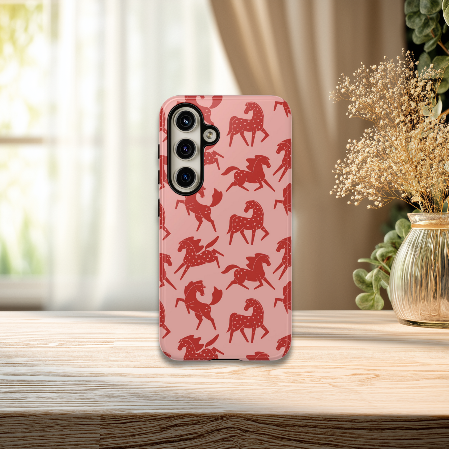 Red Sweetheart Appaloosas on Pink iPhone and Samsung Galaxy Phone Case