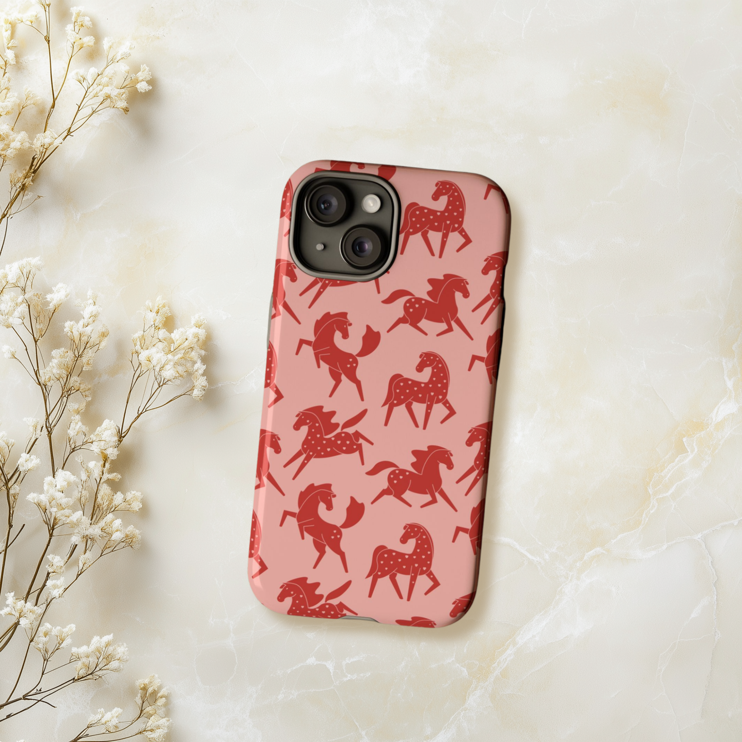Red Sweetheart Appaloosas on Pink iPhone and Samsung Galaxy Phone Case