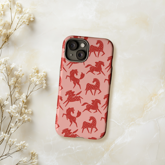 Red Sweetheart Appaloosas on Pink iPhone and Samsung Galaxy Phone Case