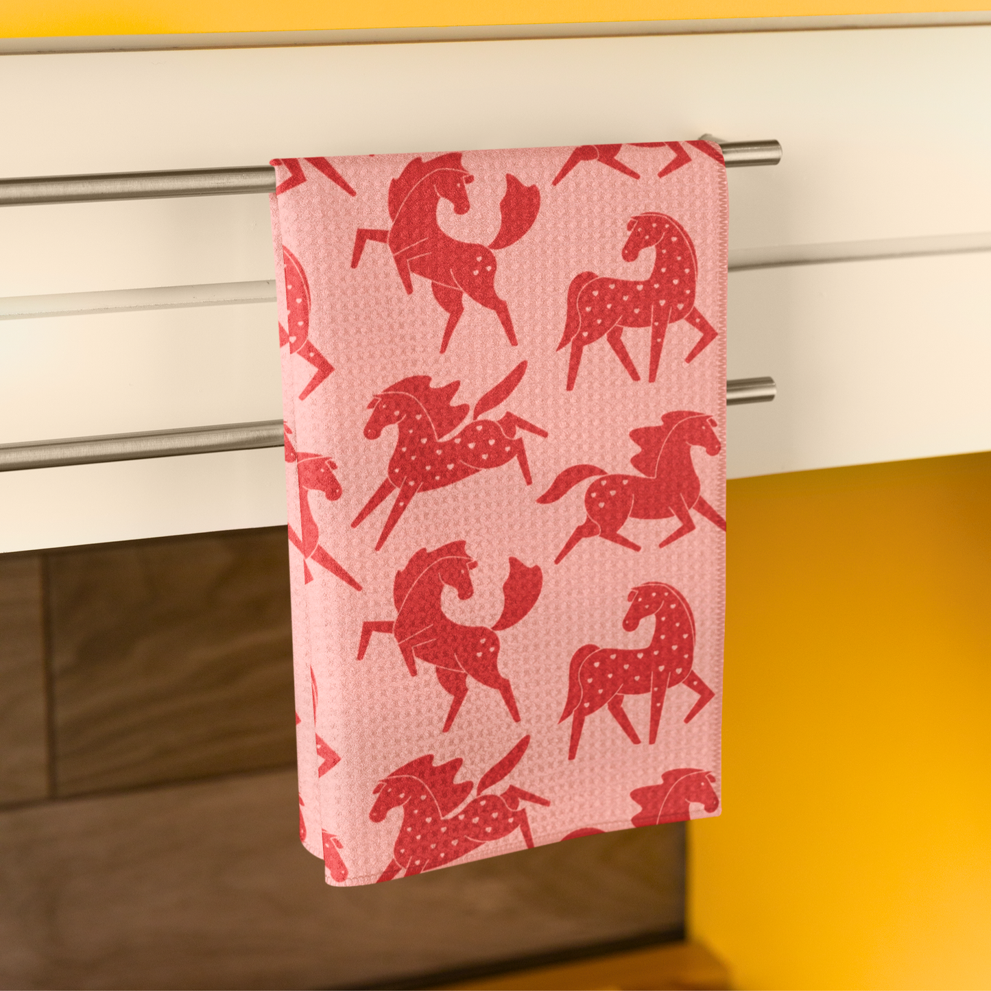 Red Sweetheart Appaloosas on Pink Microfiber Towel