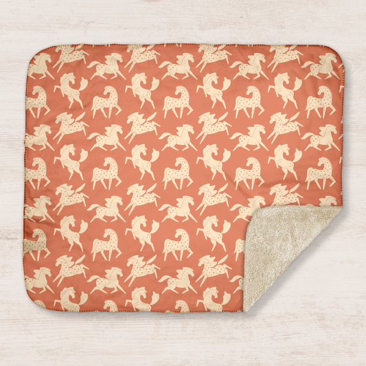 Apricot Sweetheart Appaloosas on Terracotta Sherpa Blanket