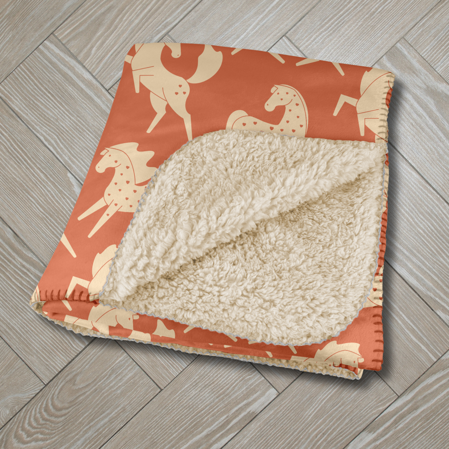 Apricot Sweetheart Appaloosas on Terracotta Sherpa Blanket