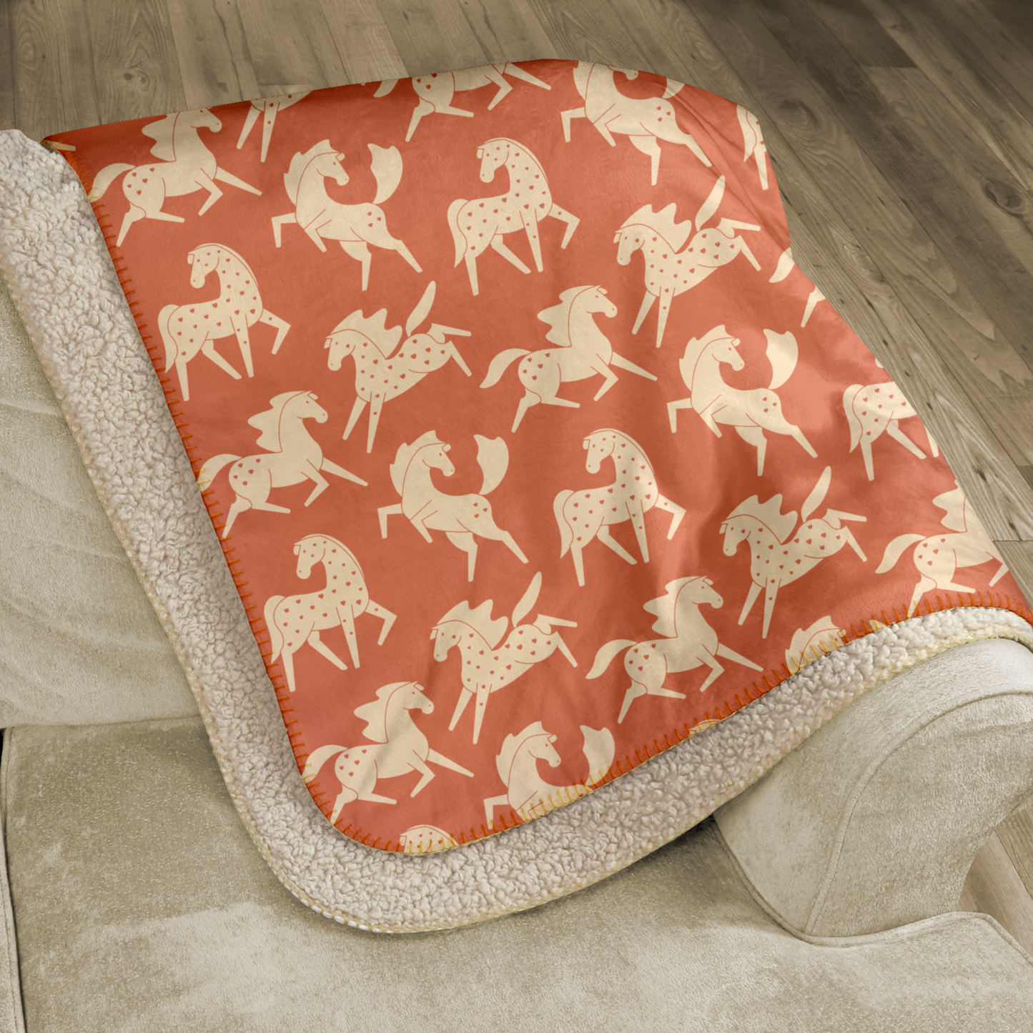 Apricot Sweetheart Appaloosas on Terracotta Sherpa Blanket