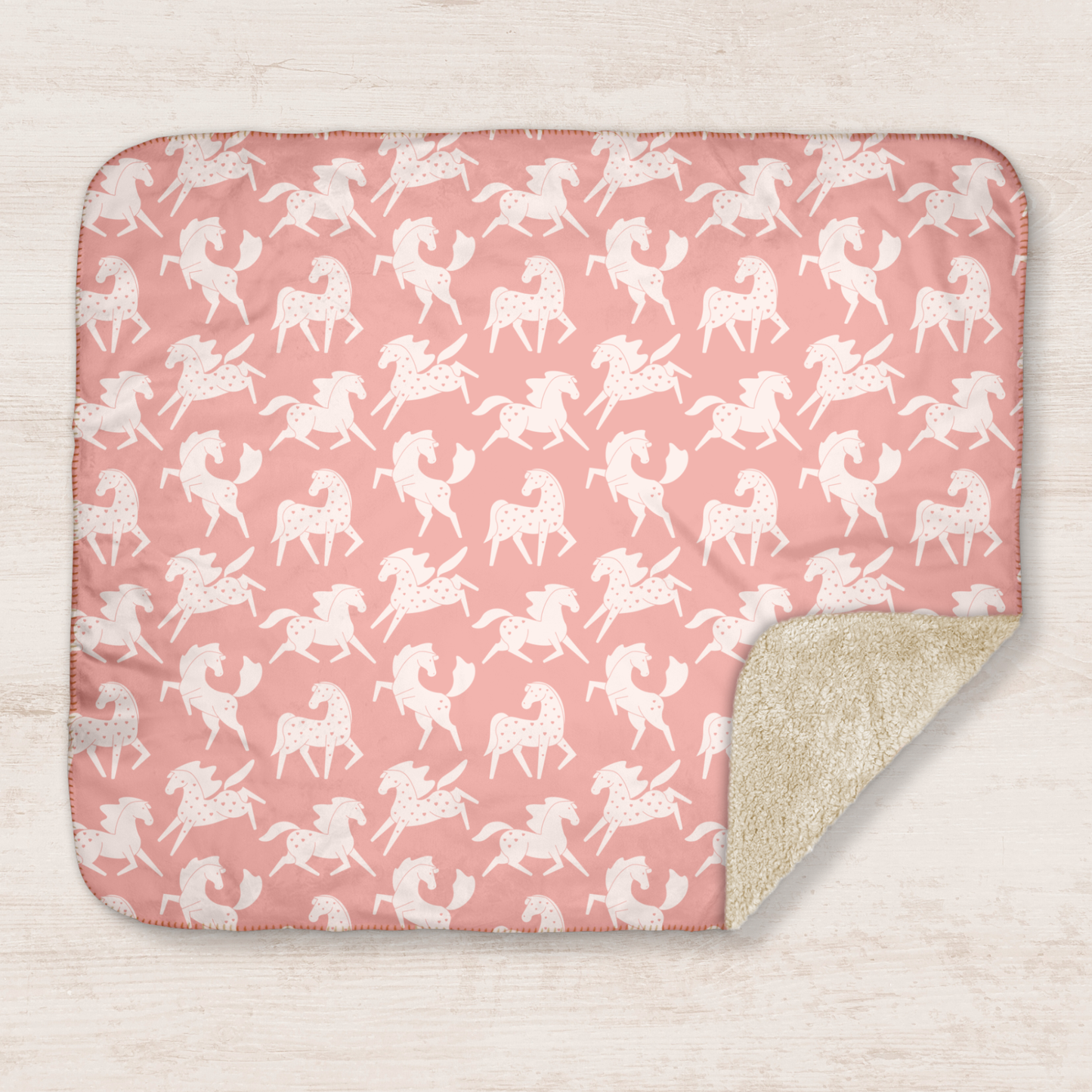 Sweetheart Appaloosas Pastel Pink Sherpa Blanket