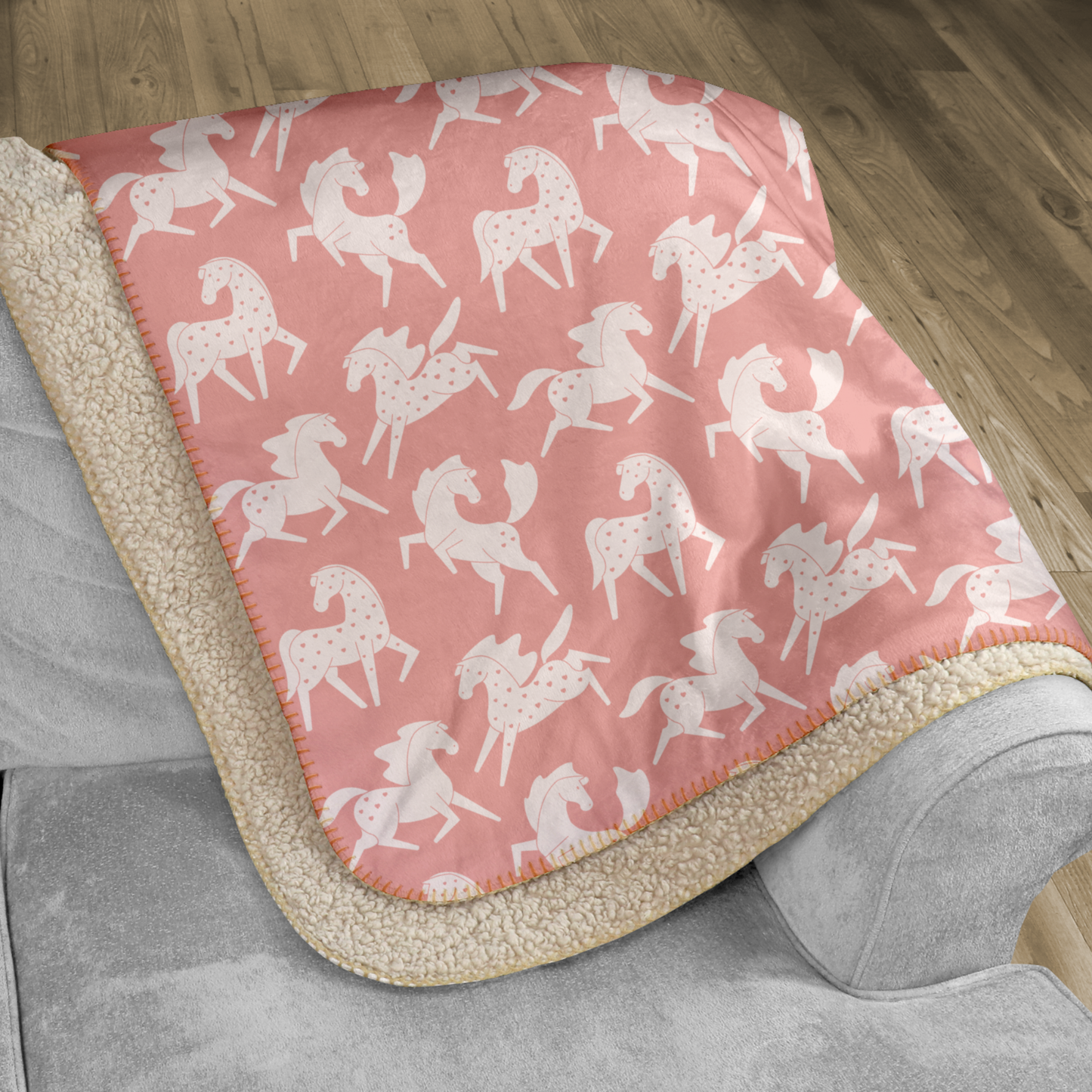 Sweetheart Appaloosas Pastel Pink Sherpa Blanket
