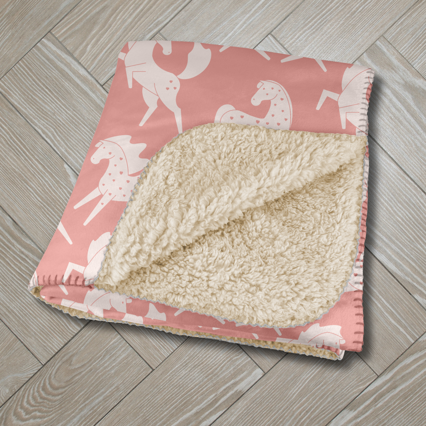 Sweetheart Appaloosas Pastel Pink Sherpa Blanket
