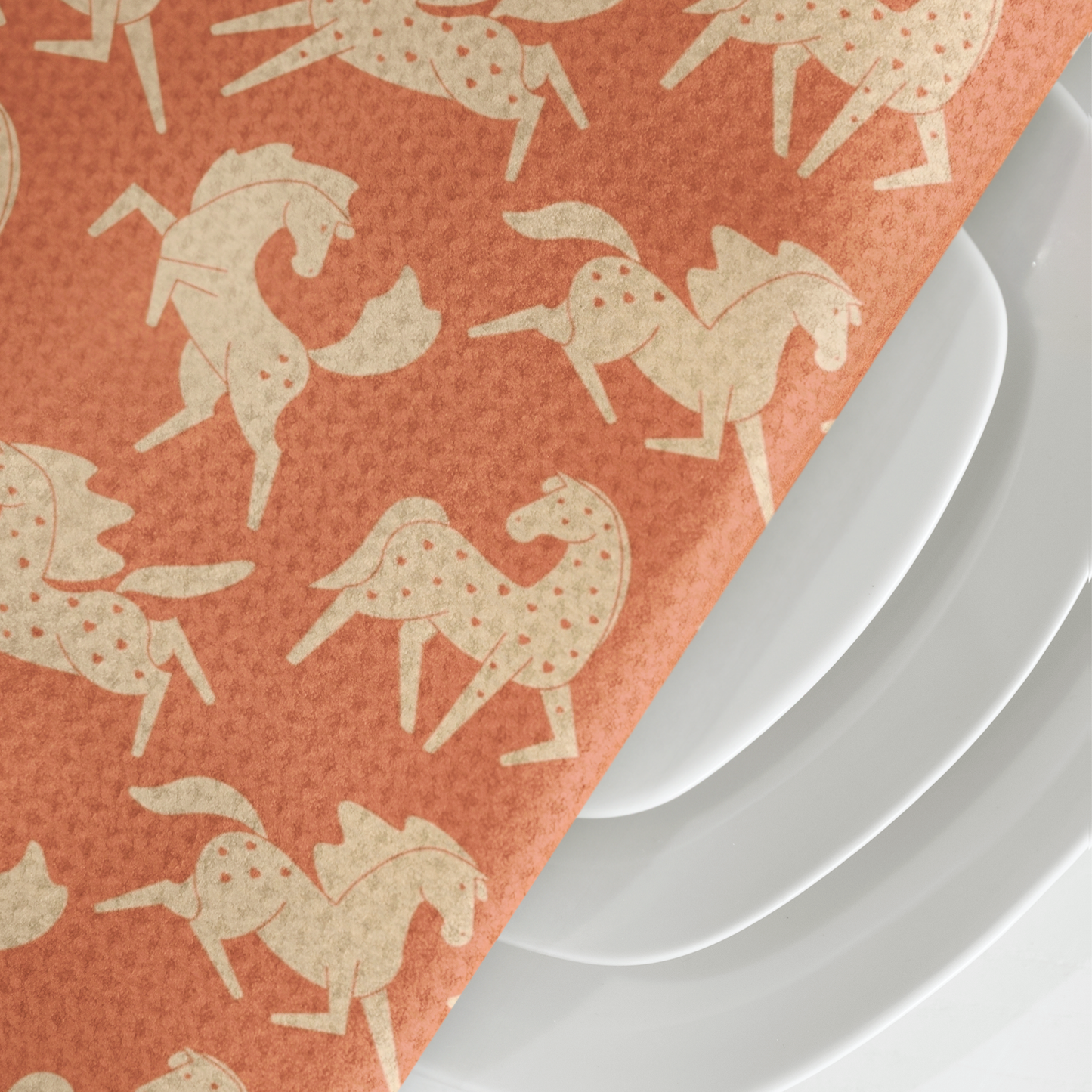 Apricot Sweetheart Appaloosas on Terracotta Microfiber Tea Towel