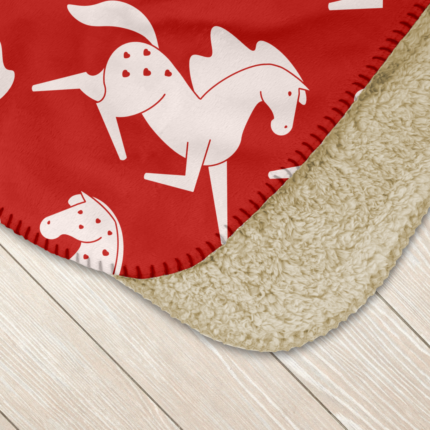 White Sweetheart Appaloosa on Red Sherpa Blanket