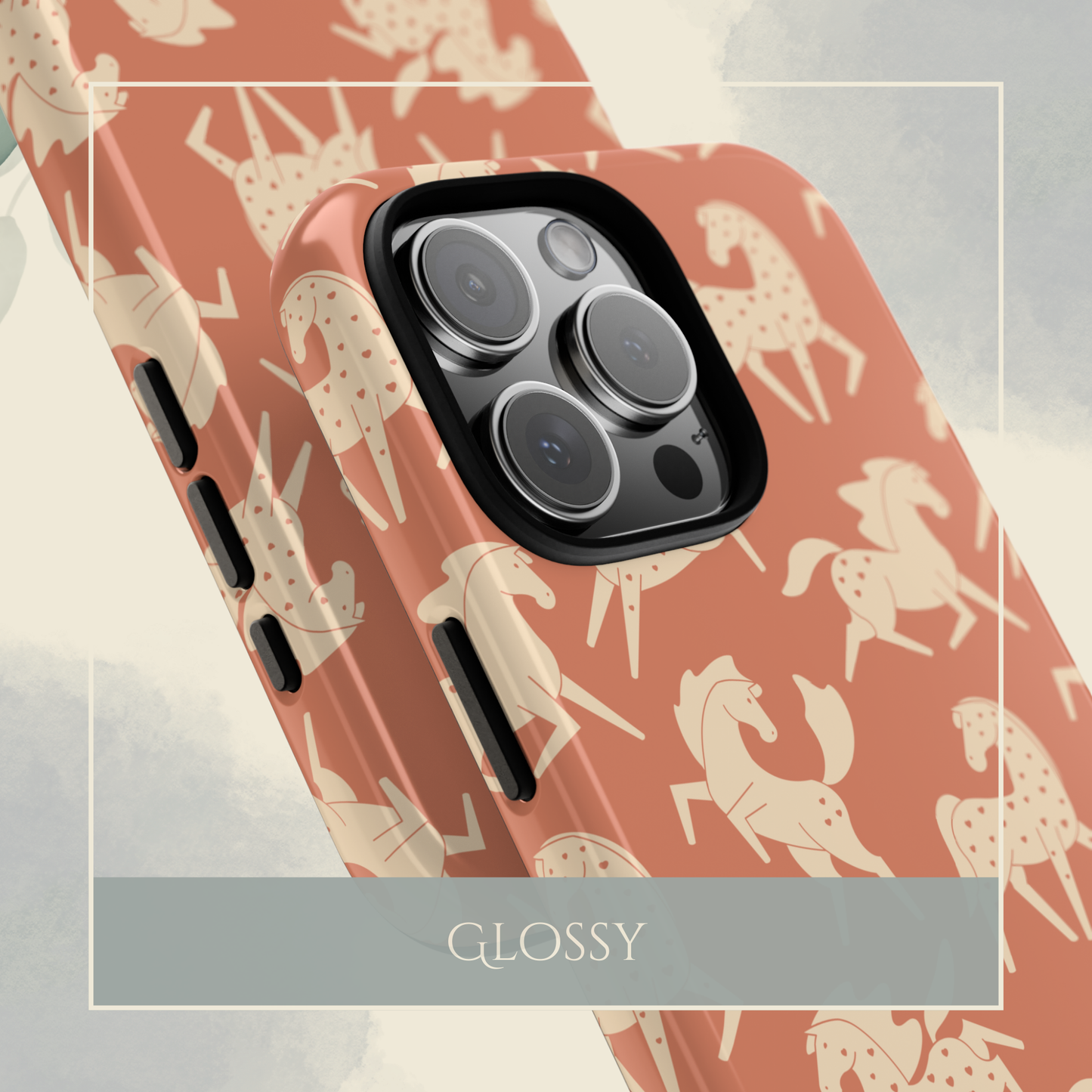 Apricot Sweetheart Appaloosas on Terracotta iPhone and Samsung Galaxy Phone Case