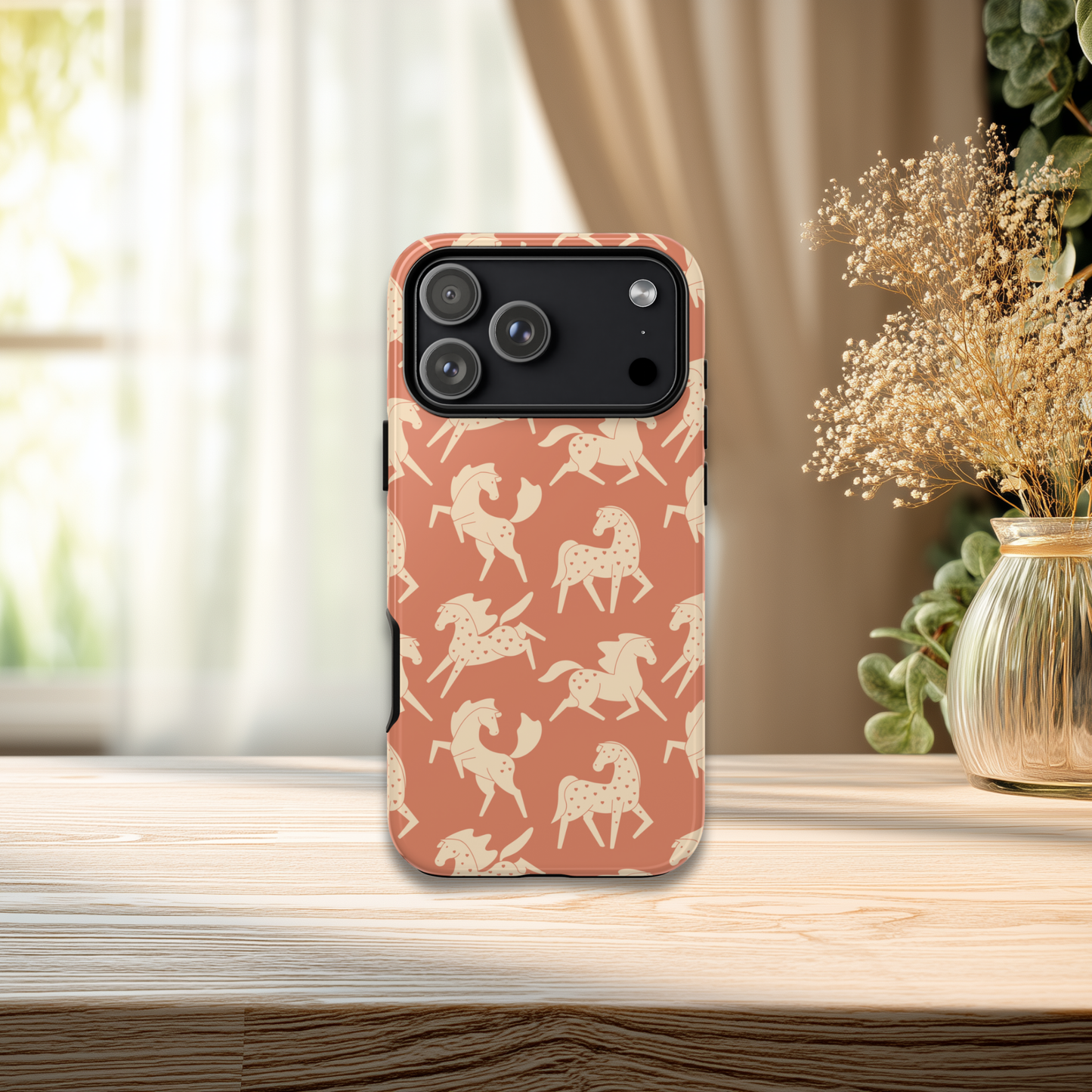 Apricot Sweetheart Appaloosas on Terracotta iPhone and Samsung Galaxy Phone Case
