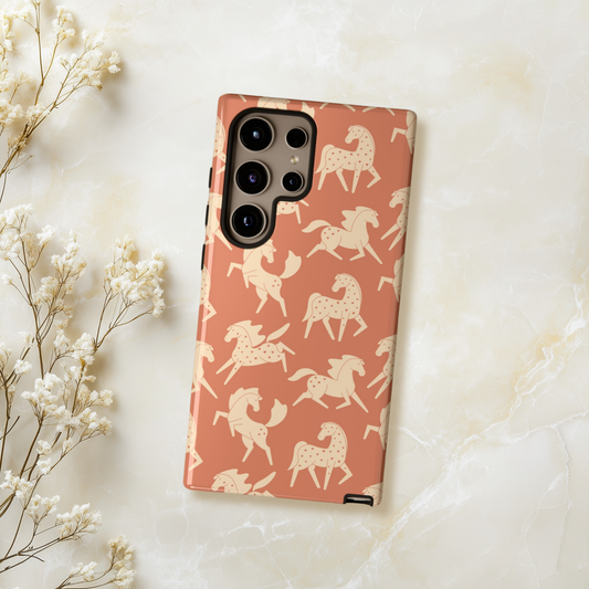 Apricot Sweetheart Appaloosas on Terracotta iPhone and Samsung Galaxy Phone Case