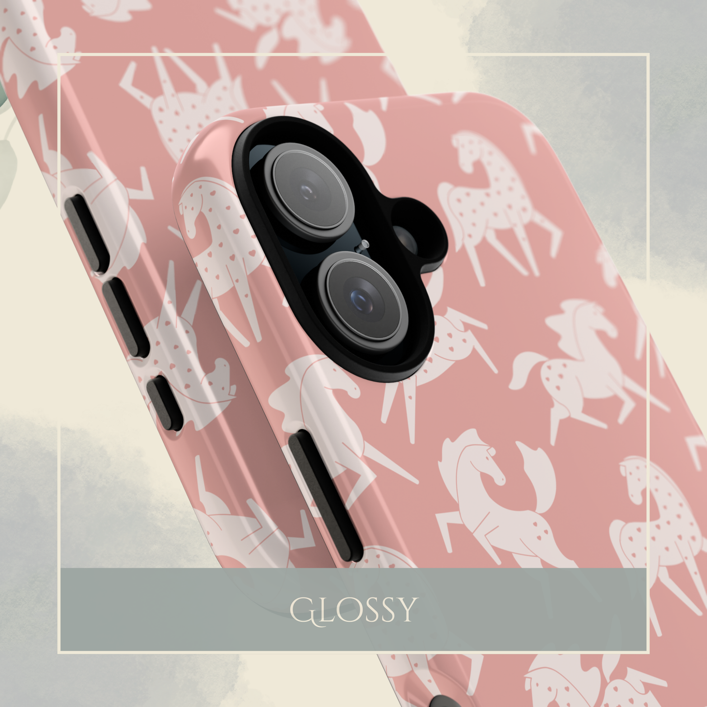 White Sweetheart Appaloosas on Pink iPhone and Samsung Galaxy Phone Case