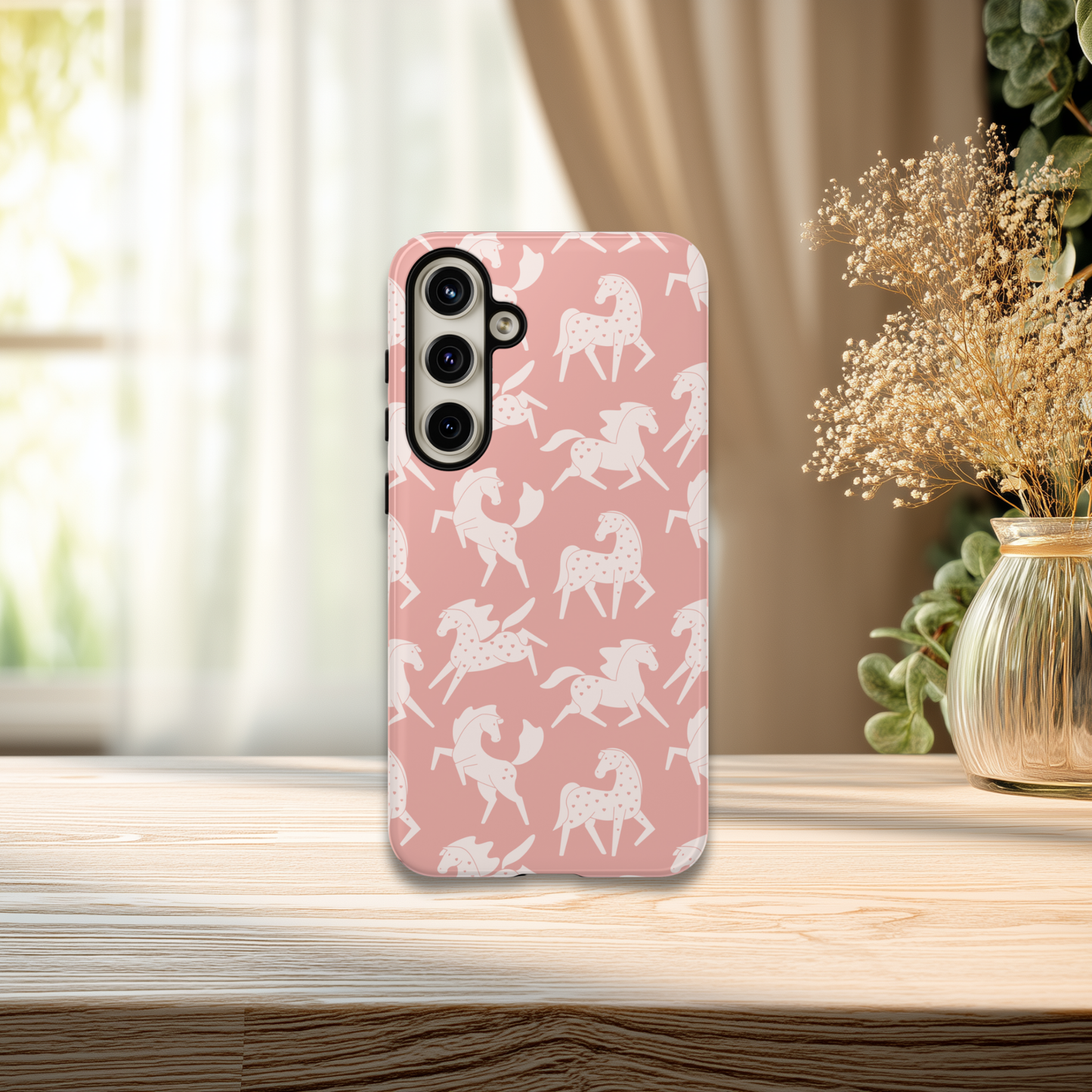 White Sweetheart Appaloosas on Pink iPhone and Samsung Galaxy Phone Case