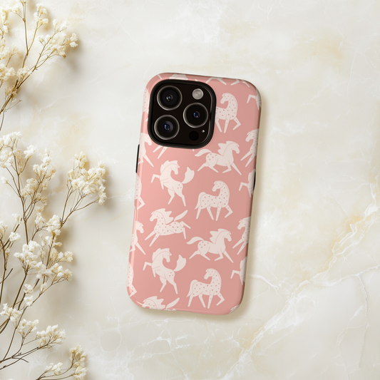 White Sweetheart Appaloosas on Pink iPhone and Samsung Galaxy Phone Case