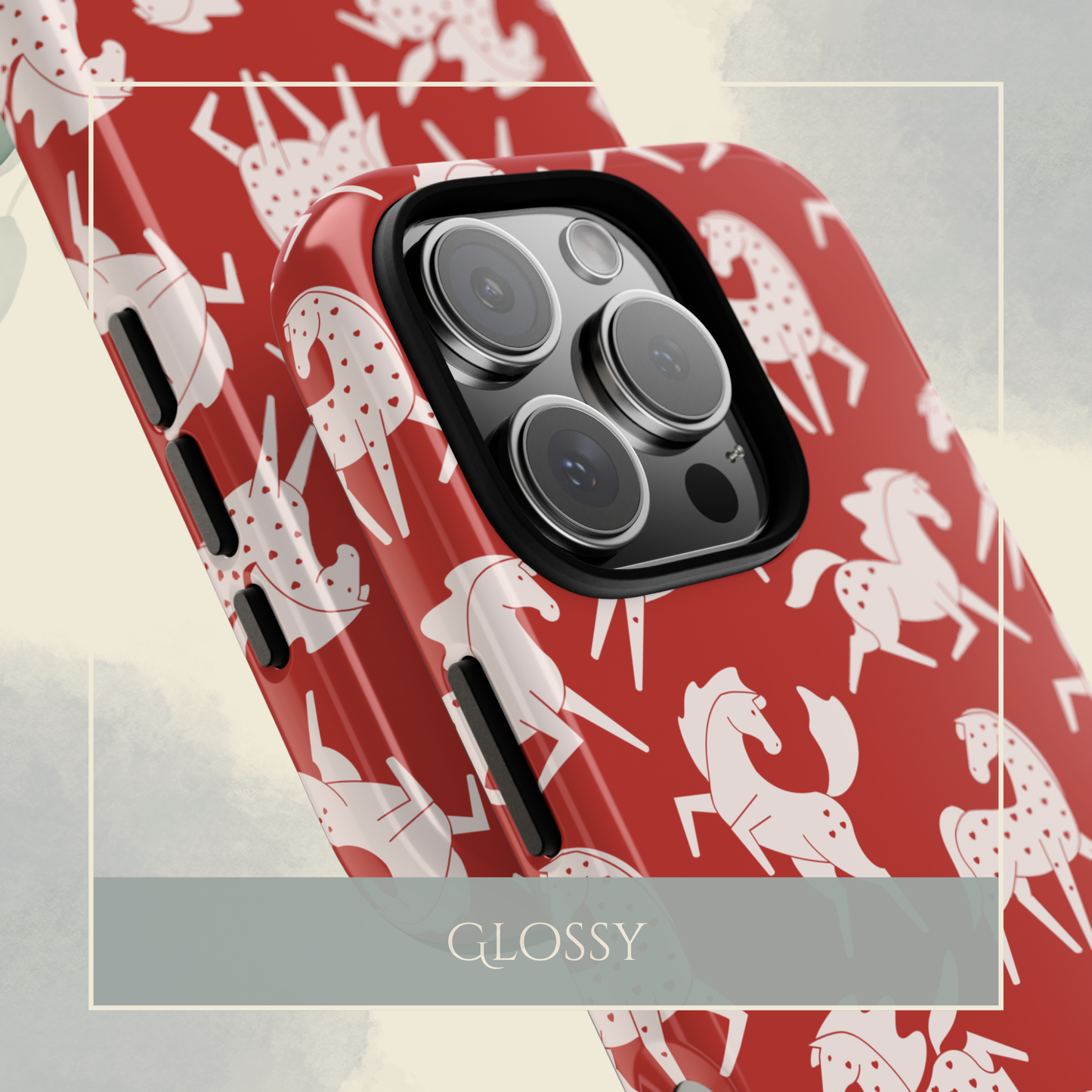 White Sweetheart Appaloosas on Red iPhone and Samsung Galaxy Phone Case