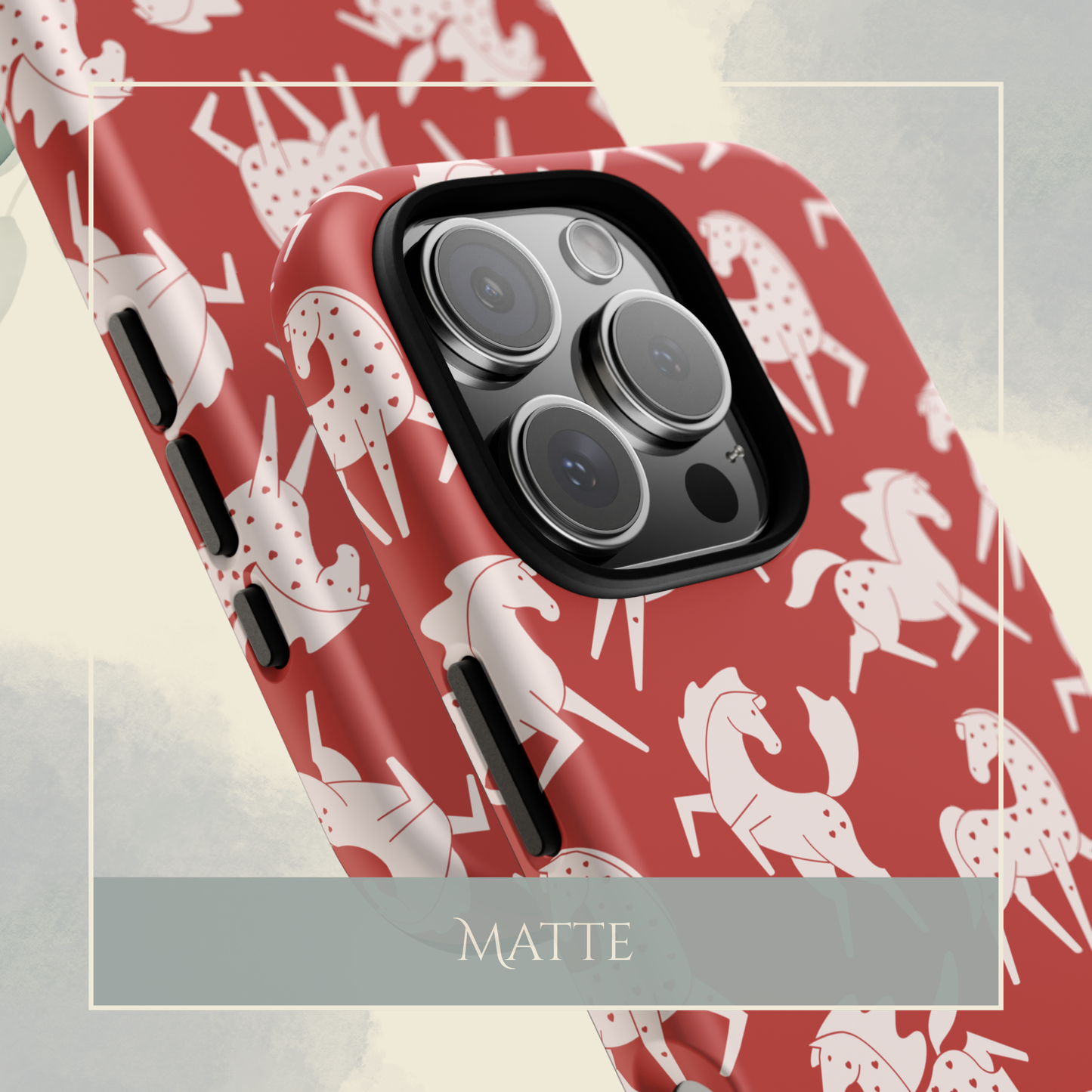 White Sweetheart Appaloosas on Red iPhone and Samsung Galaxy Phone Case