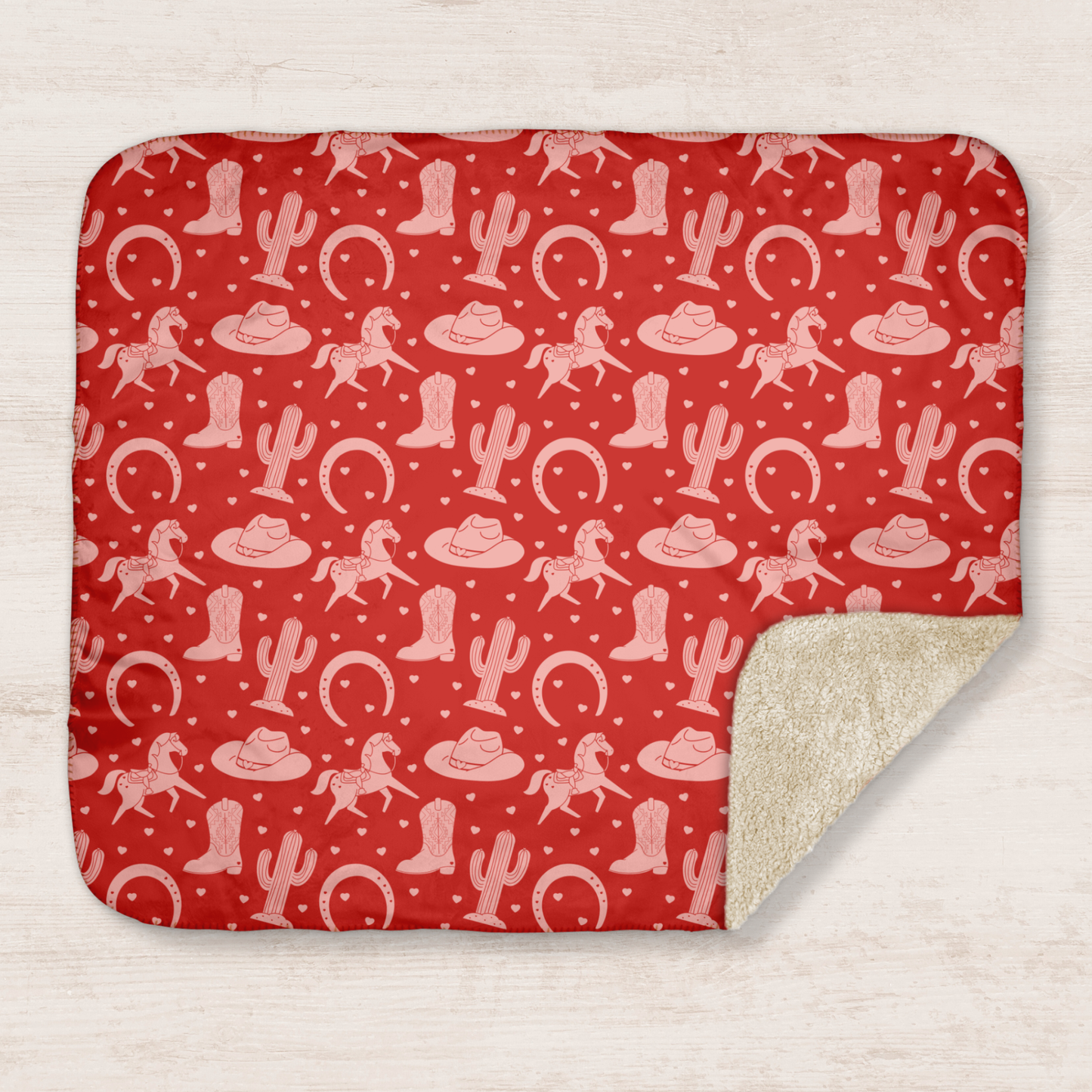 Pink Western Valentine Red Sherpa Blanket