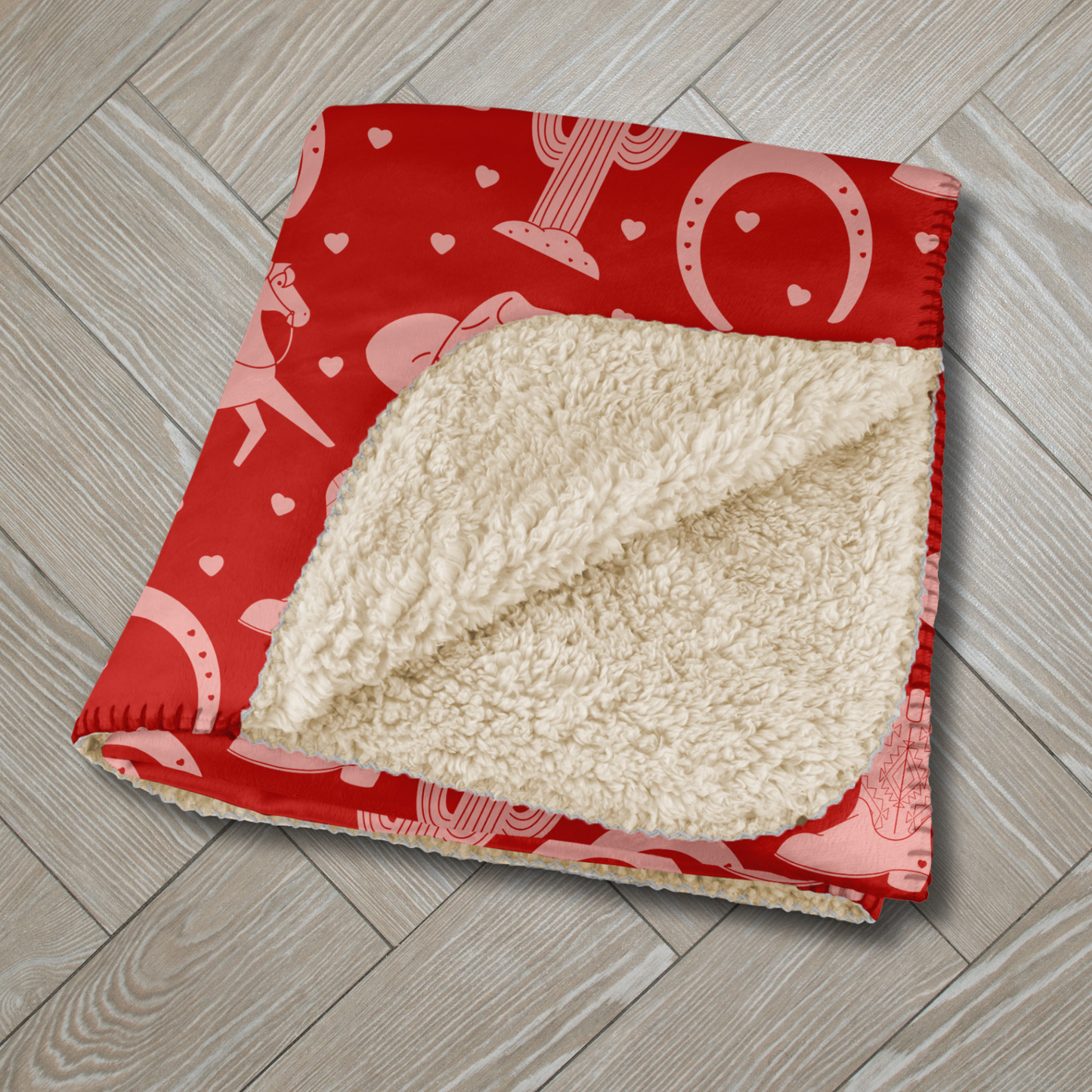 Pink Western Valentine Red Sherpa Blanket