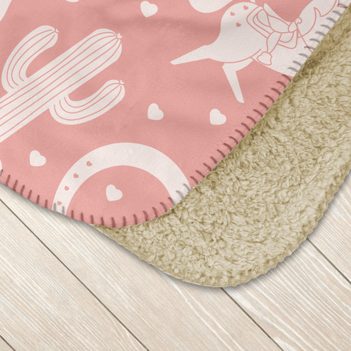 White Western Valentine Pink Sherpa Blanket