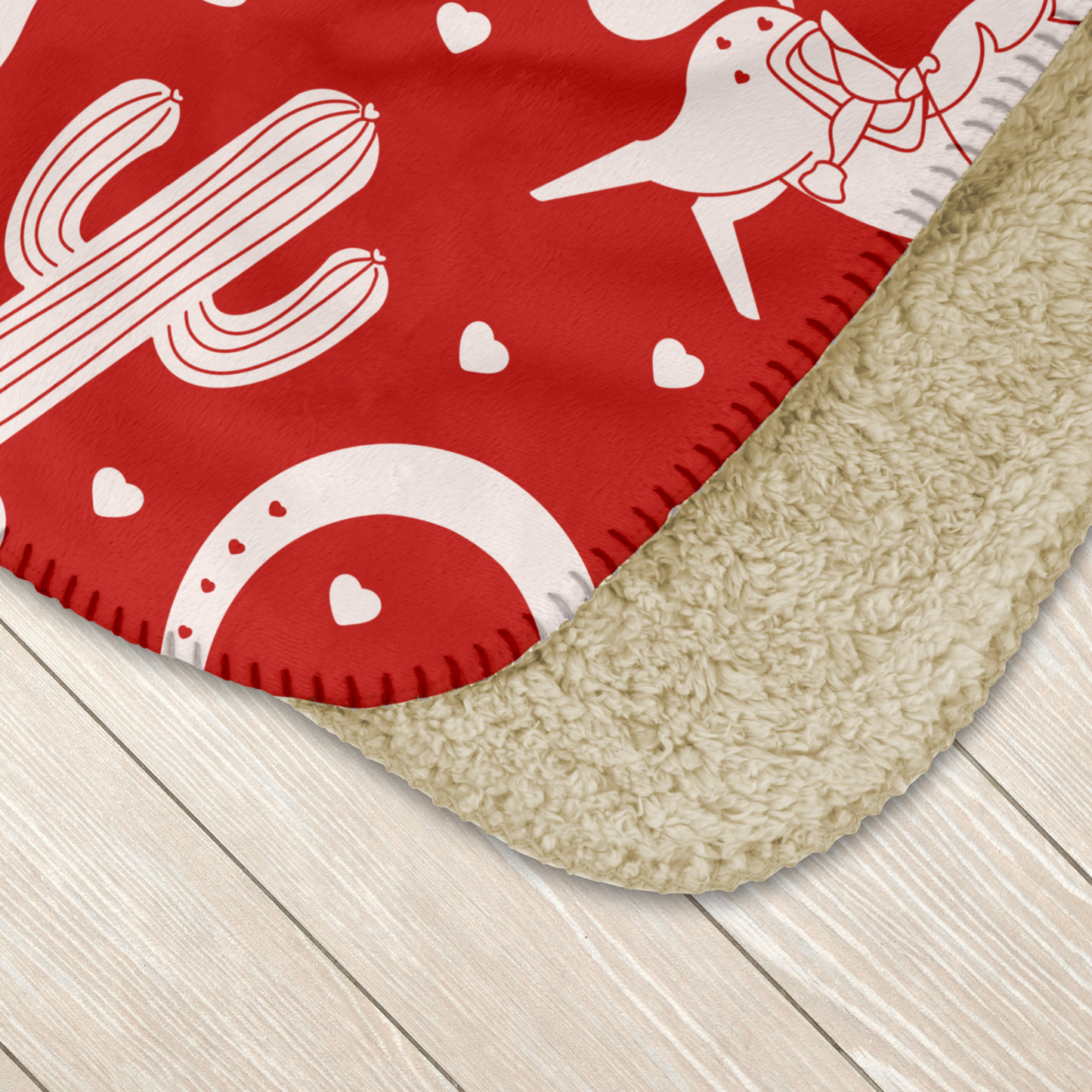 White Western Valentine Red Sherpa Blanket