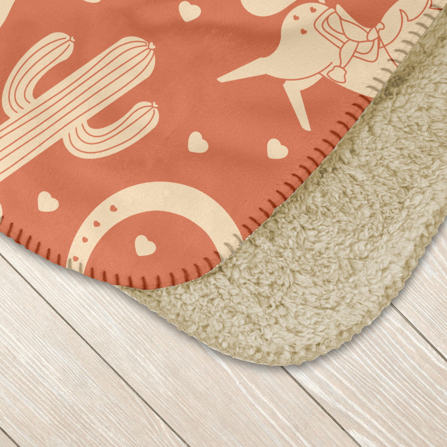 Apricot Western Valentine Terracotta Sherpa Blanket