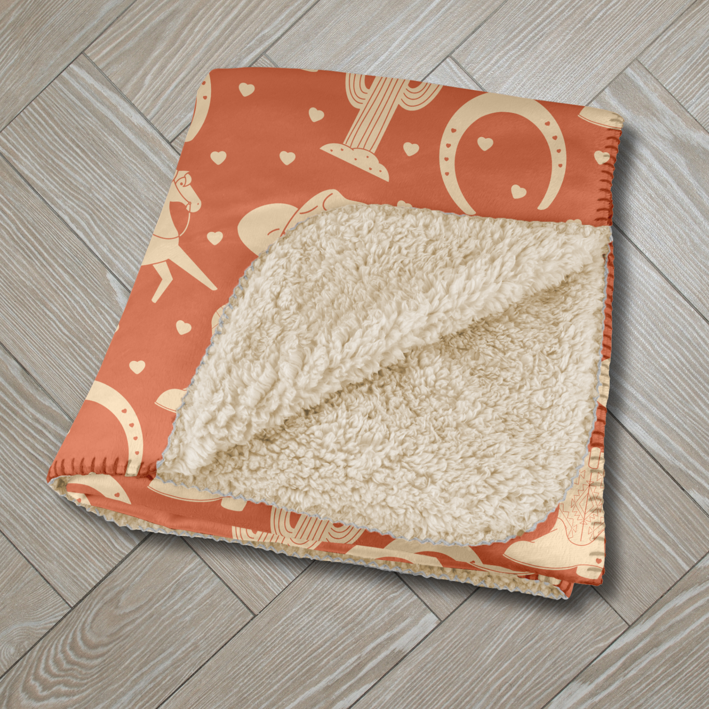 Apricot Western Valentine Terracotta Sherpa Blanket