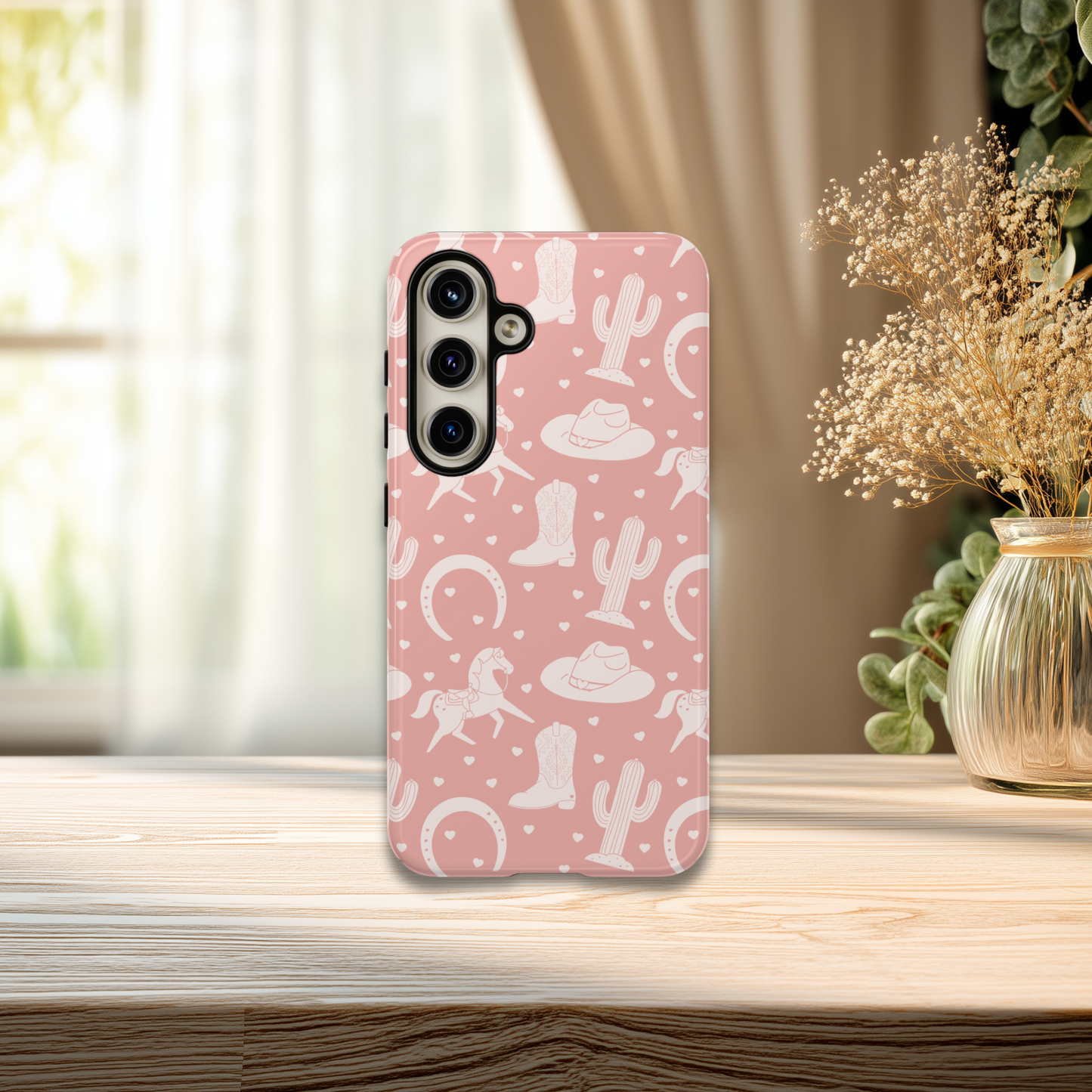 White Western Valentine Pink iPhone & Samsung Phone Case