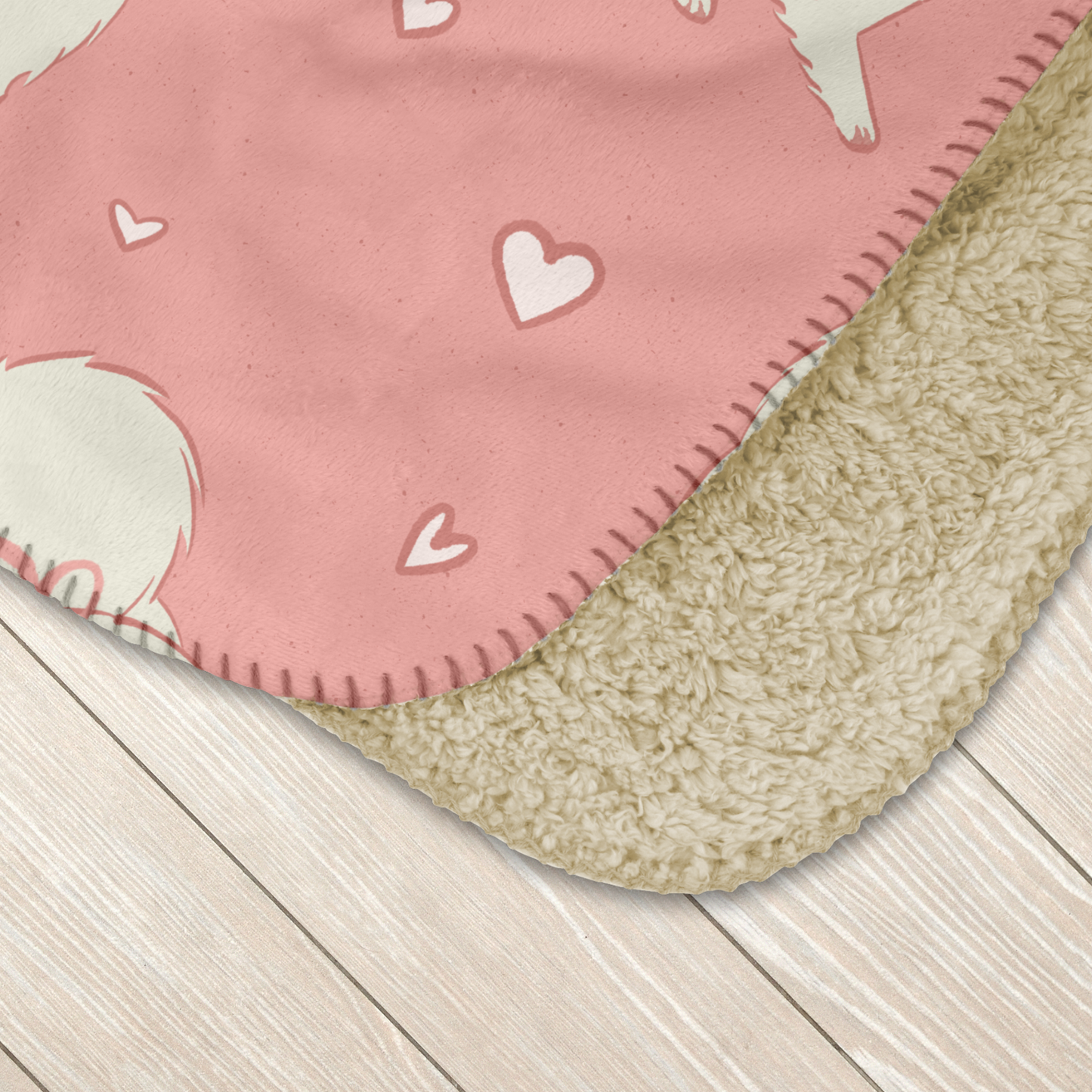 Samoyed Pink Hearts Sherpa Blanket